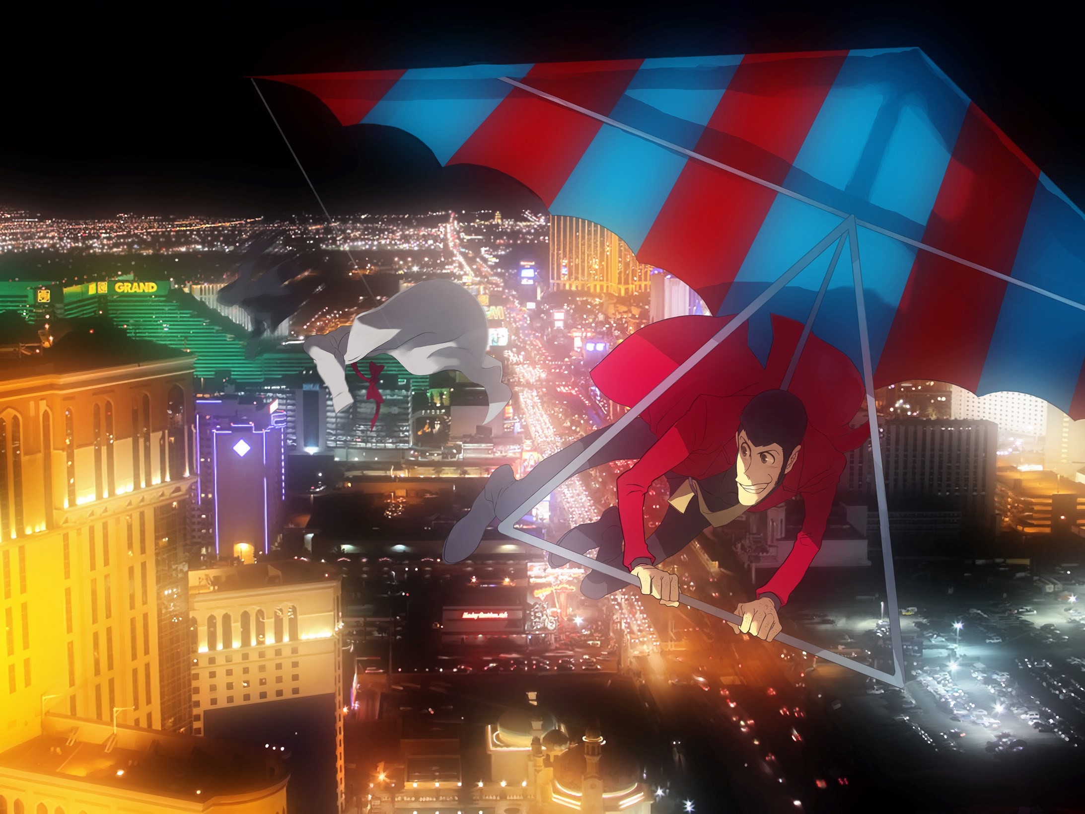 Lupin III, Deltaplano, Città di notte, Full HD, sfondo per iPad e tablet