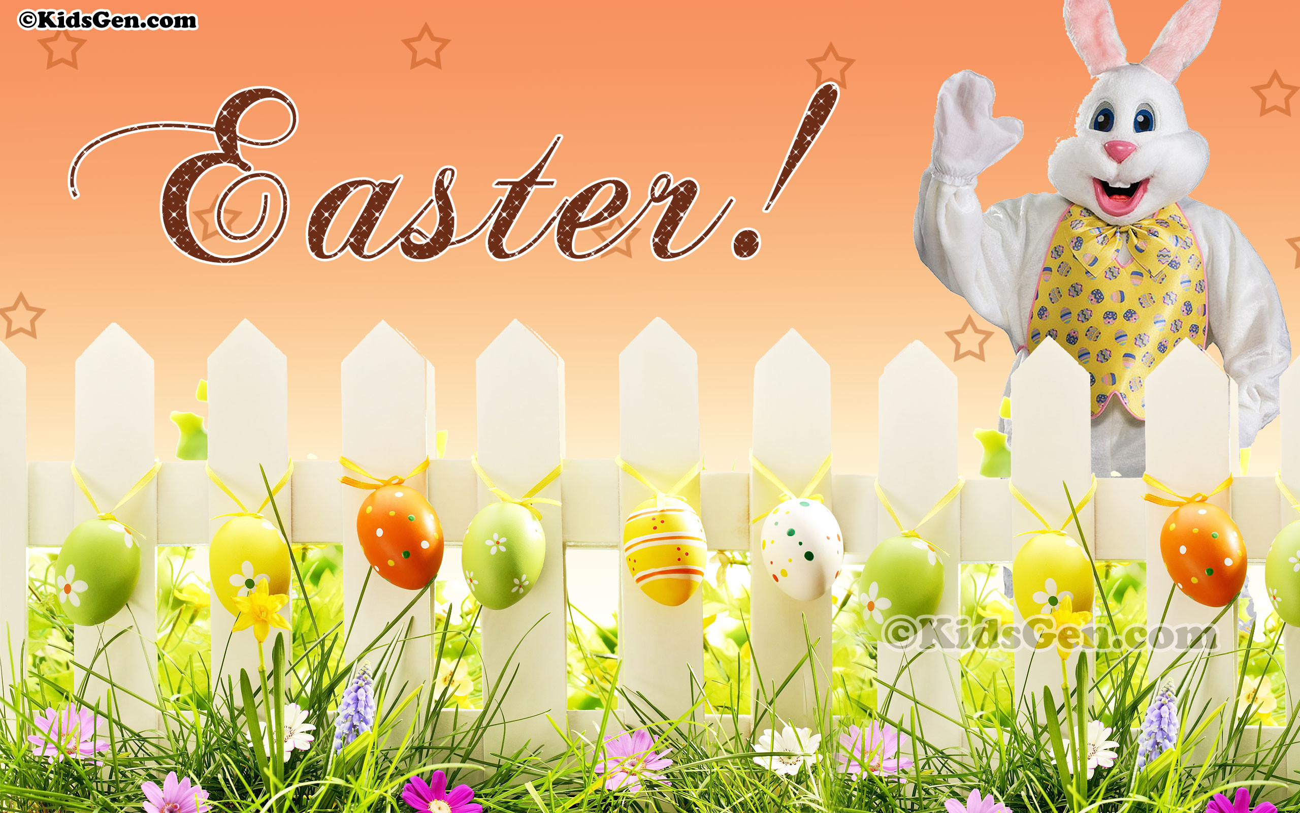 Coniglietto pasquale, Easter, Uova di Pasqua, Staccionata, Scritta, sfondo Windows 11