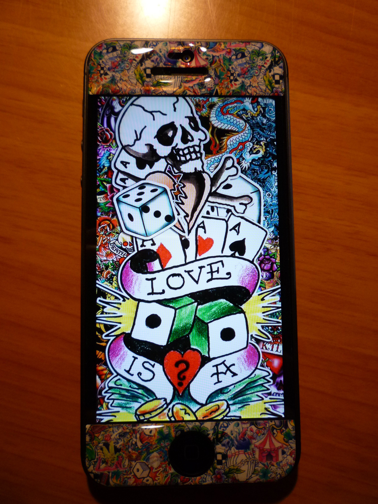 Tatuaggio old school, Teschio, Love, Skin per smartphone, sfondo per iPad e tablet