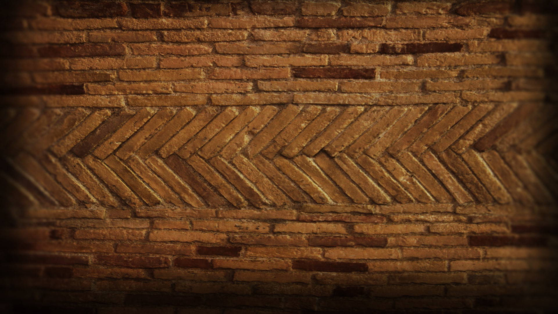 Muro di mattoni, Spina di pesce, Texture, Vignettatura, 16:9 Full HD, sfondo widescreen