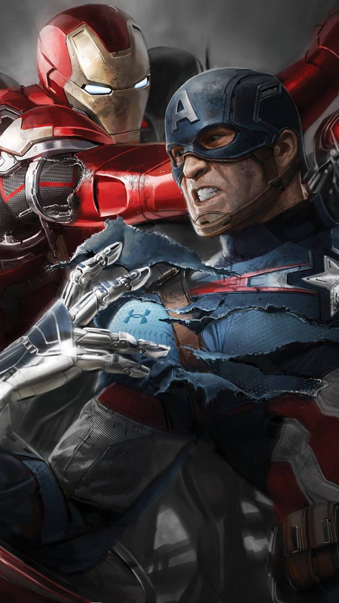 Captain America, Iron Man, Captain America: Civil War, Combattimento, sfondo 1080x1920 per cellulare