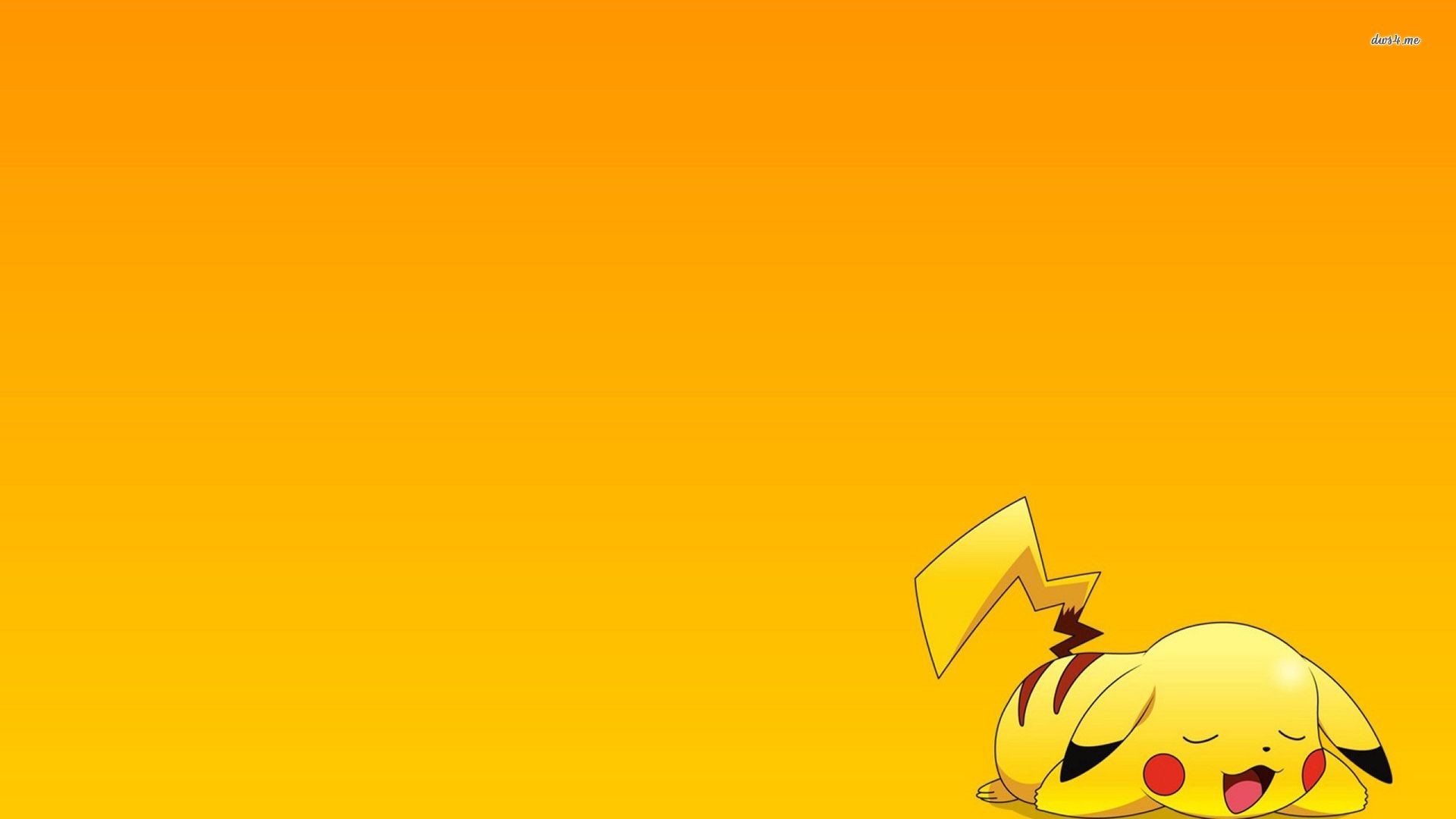 Pikachu, Pokémon, Minimalista, Sfondo arancione, Full HD, wallpaper desktop
