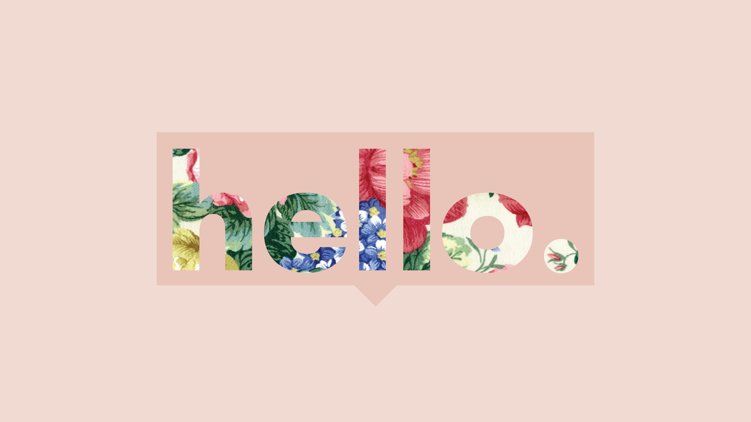 Hello, Tipografia floreale, Rosa, 2560x1440, immagine di sfondo