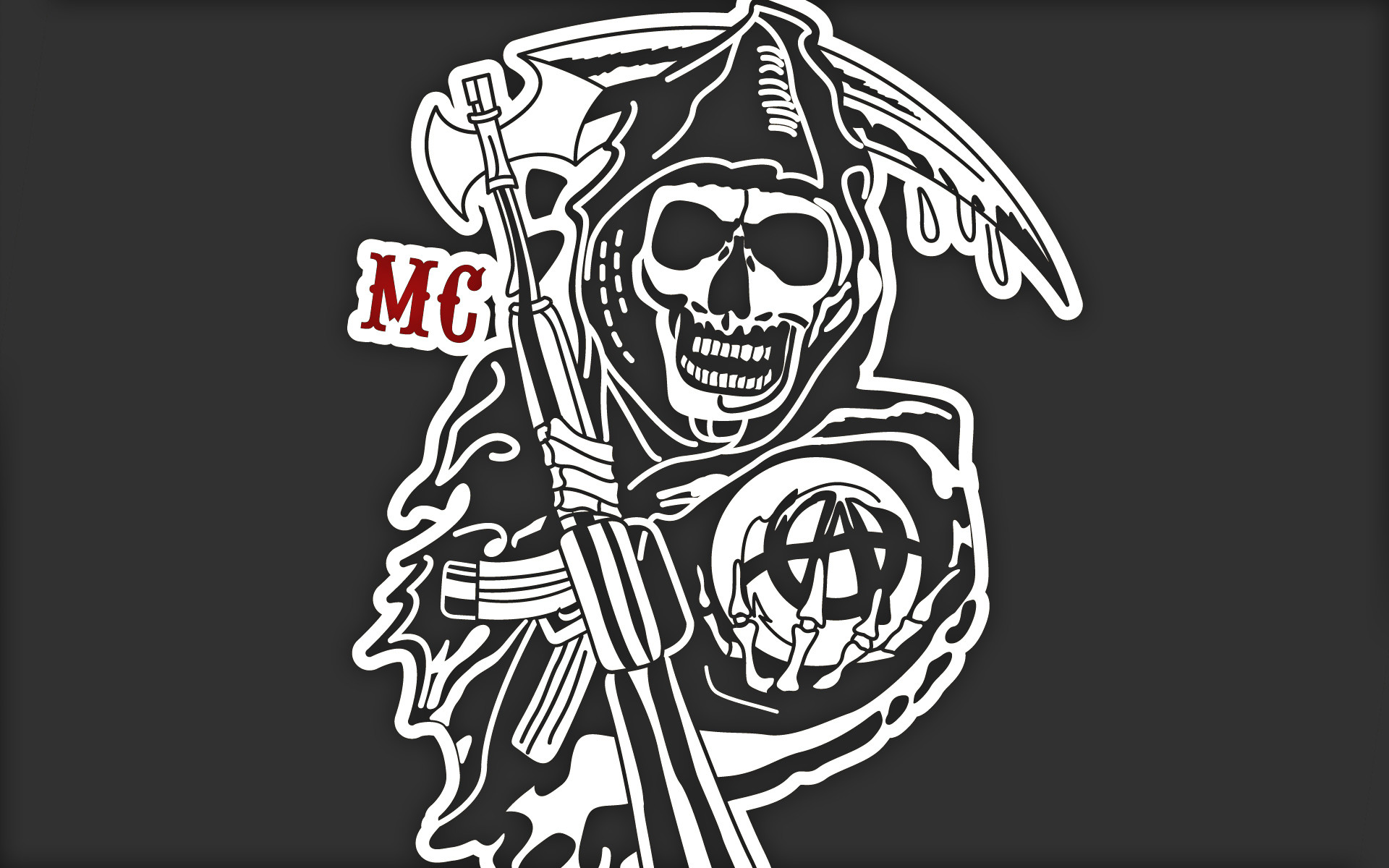 Sons of Anarchy, Logo Reaper, MC, Grigio, Full HD, sfondo per PC e portatile