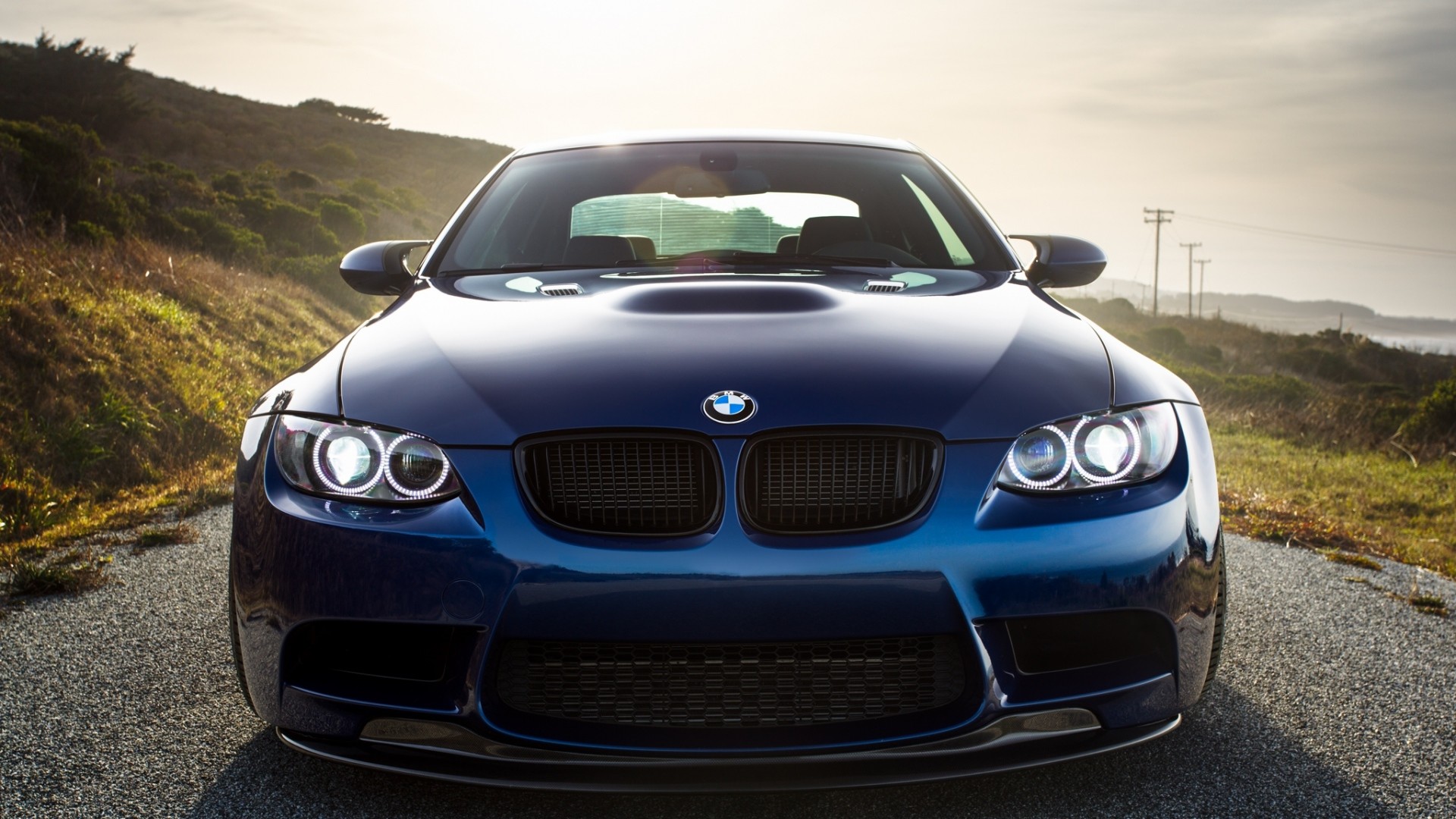 BMW M3 (E92), BMW, Blu, Strada costiera, 1920x1080, immagine di sfondo