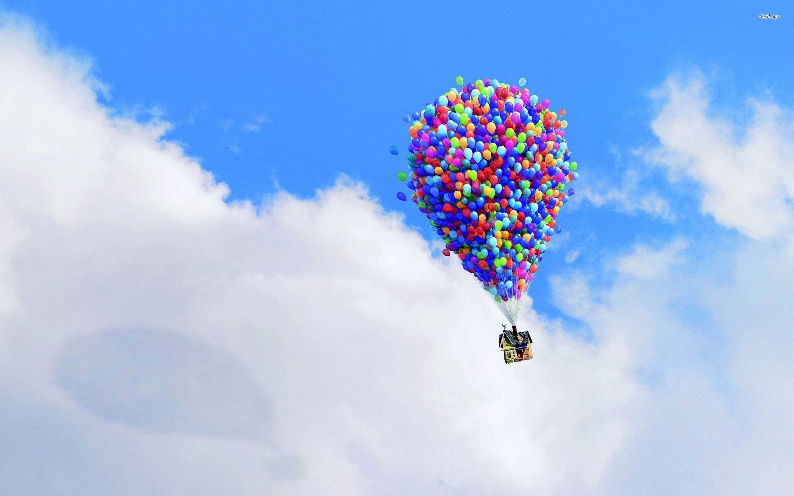 Up, Pixar, Casa volante, Palloncini, Nuvole, 2K, sfondo per PC e portatile
