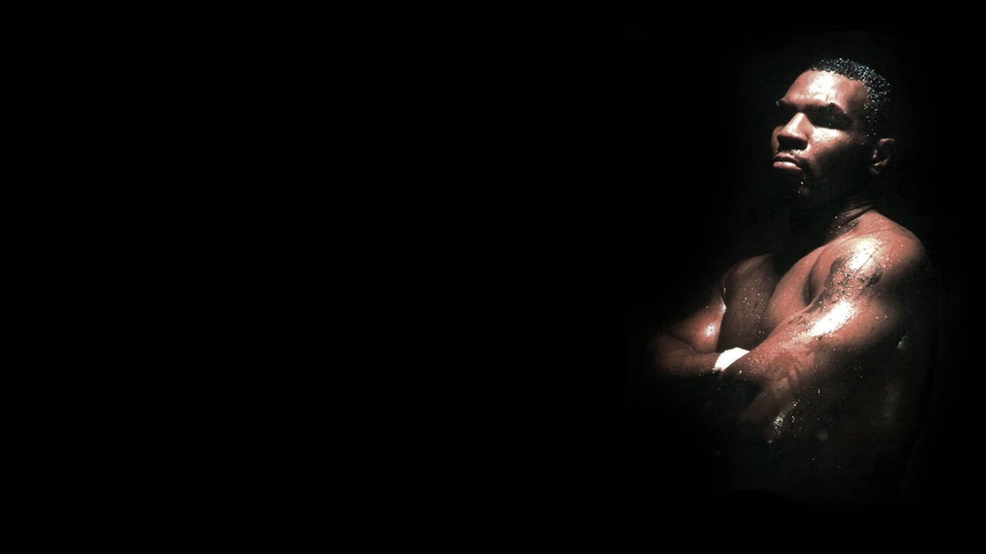 Mike Tyson, Sfondo nero, Luce bassa, Ritratto, Pugile, Full HD, wallpaper desktop