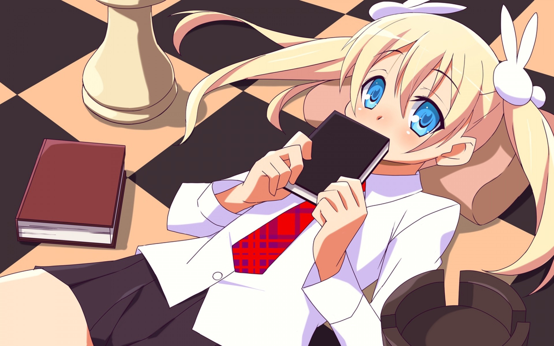 Ragazza anime, Libro, Scacchiera, Anime, 1920x1200, sfondo per PC