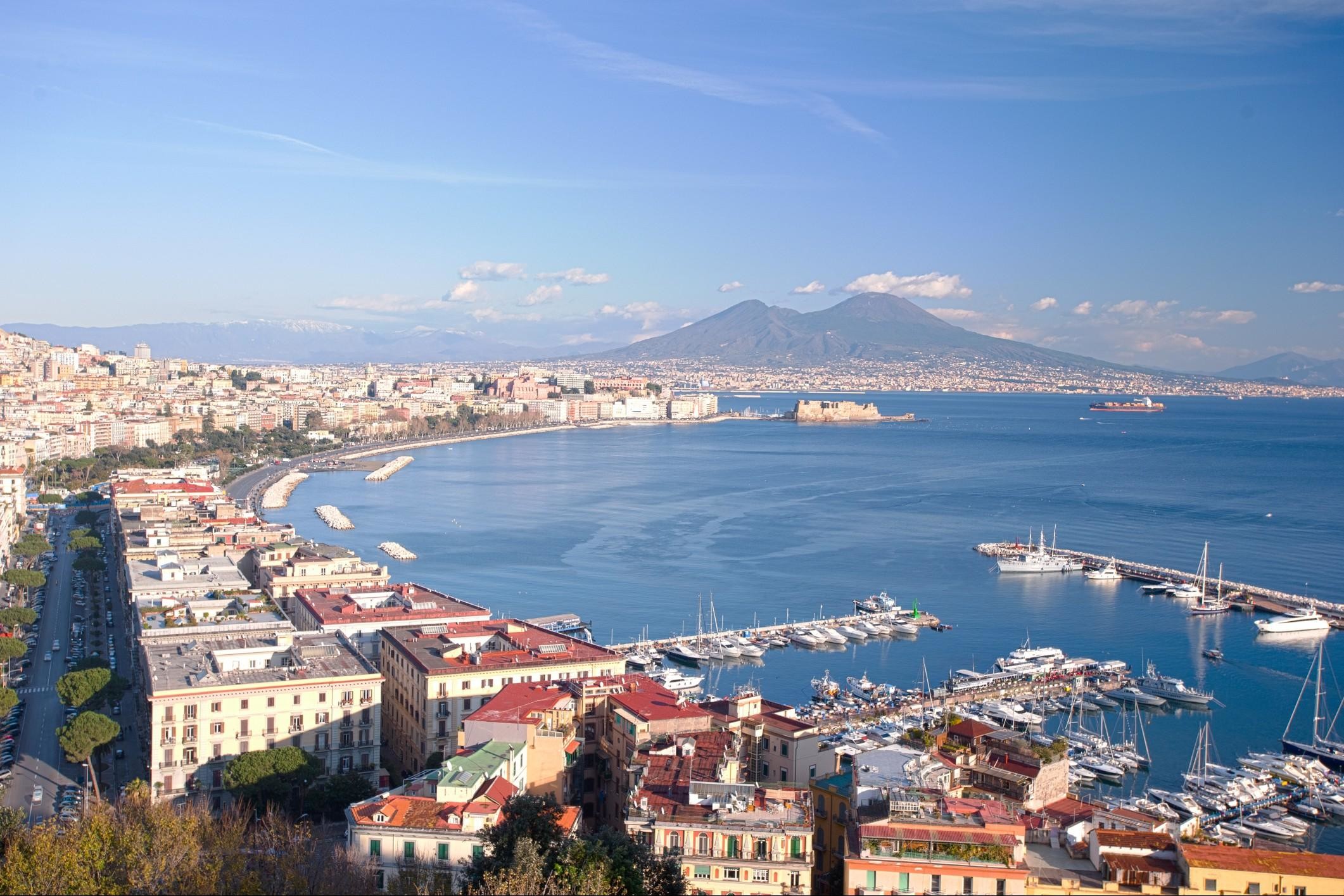 Napoli, Golfo di Napoli, Vesuvio, Mergellina, Porto, Full HD, wallpaper per portatile
