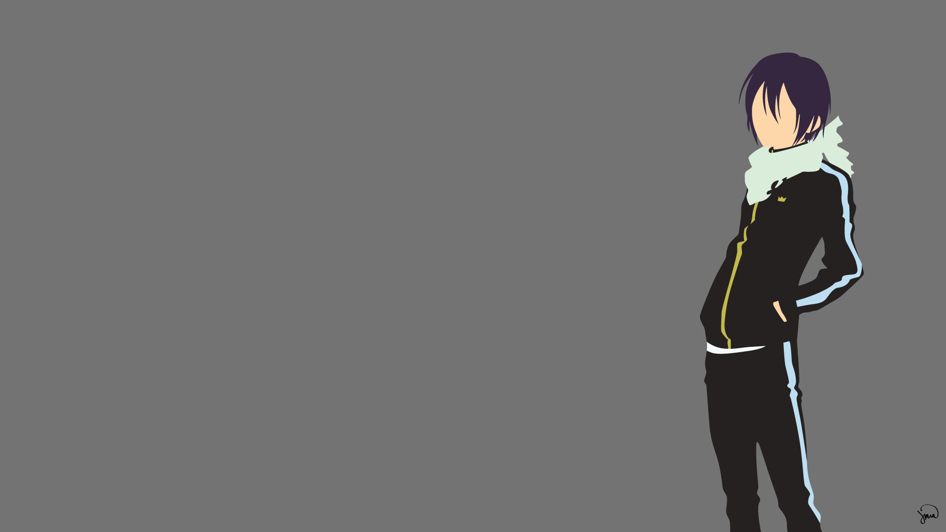Yato, Noragami, Minimalista, Sfondo grigio, Vettoriale, Full HD, wallpaper per computer