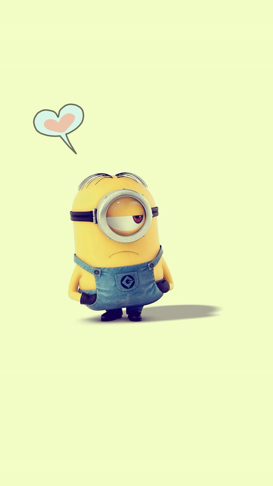 Stuart, Minion, Cuore, Minimalista, Verde chiaro, Full HD, sfondo per iPhone e Android