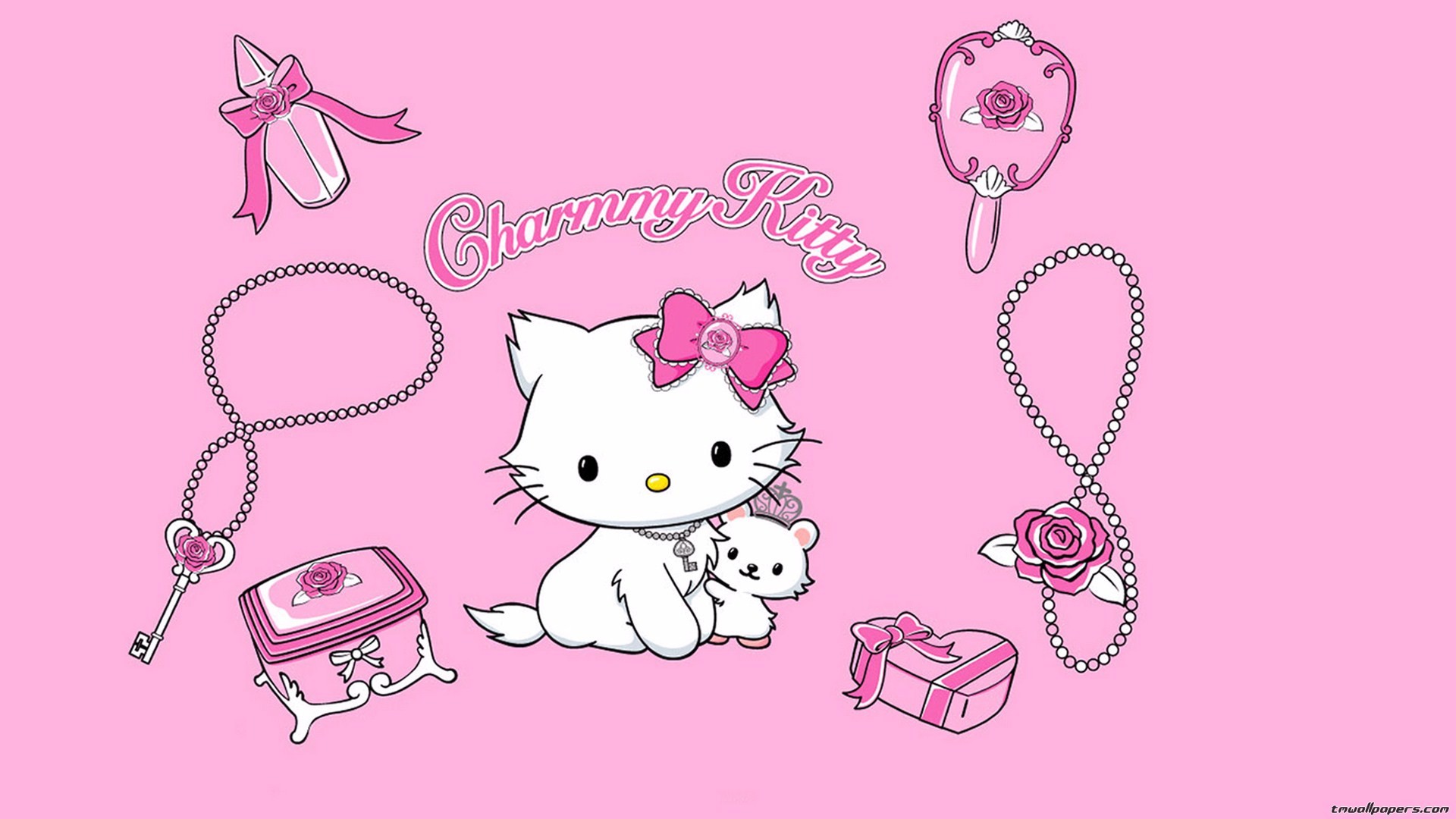 Charmmy Kitty, Hello Kitty, Accessori, Chiave, Rosa, 1920x1080, sfondo per PC