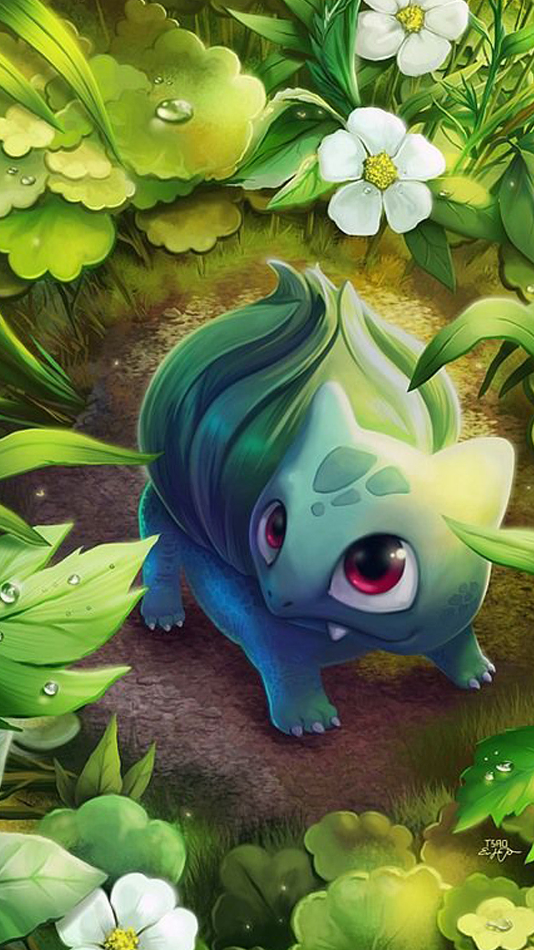 Bulbasaur, Pokémon, Fiori, Verde, Full HD, sfondo verticale per cellulare