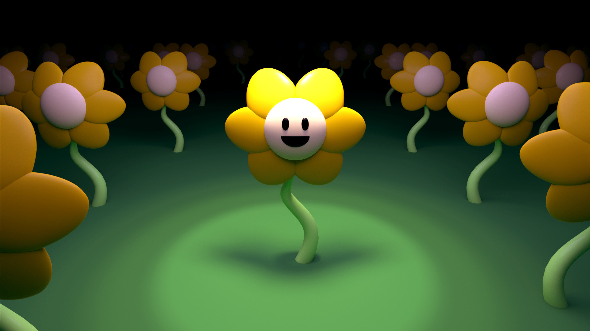 Flowey, Undertale, Fiori dorati, Fan art, Full HD, sfondo desktop