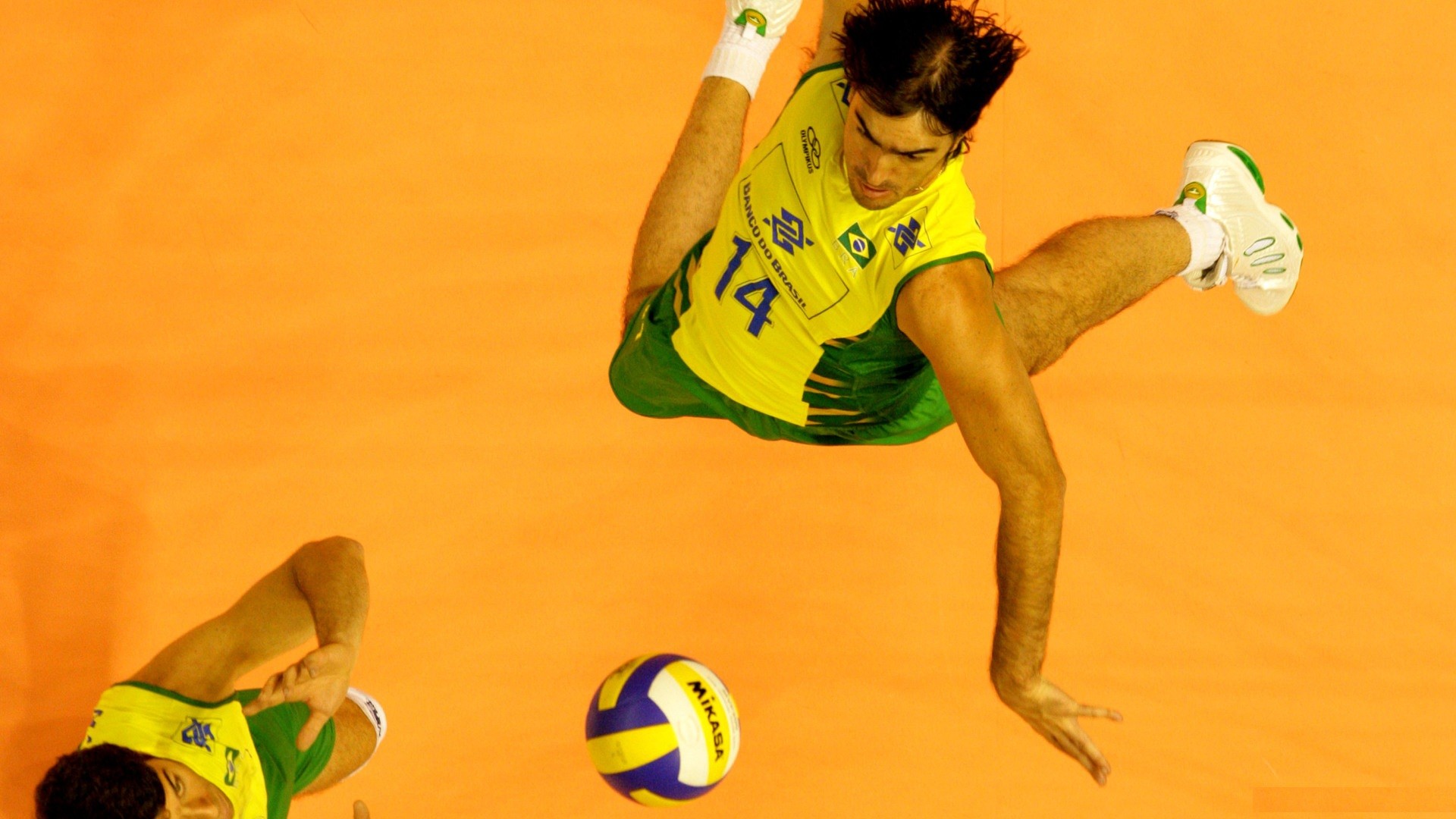 Pallavolo, Brasile, Tuffo, Vista dall'alto, Arancione, 16:9 Full HD, wallpaper widescreen