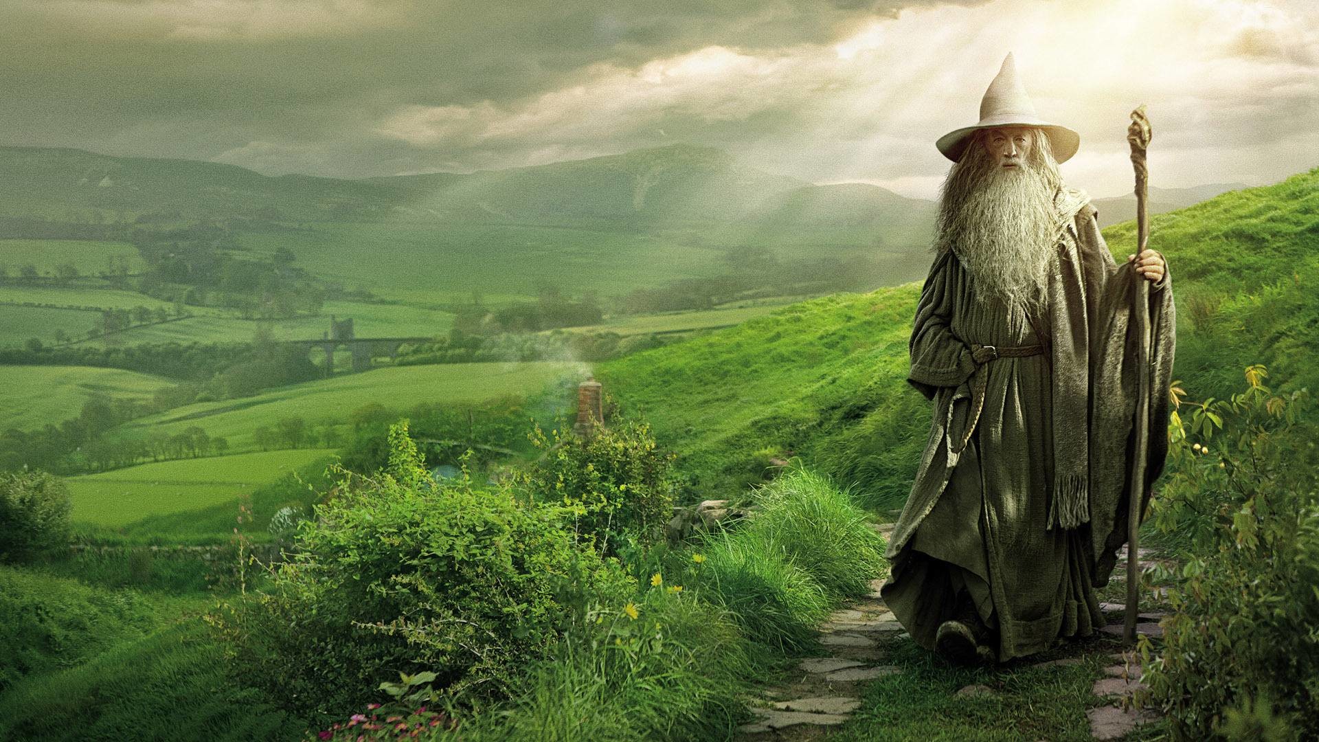 Gandalf, Contea, Colline verdi, Lo Hobbit, Full HD, wallpaper per portatile