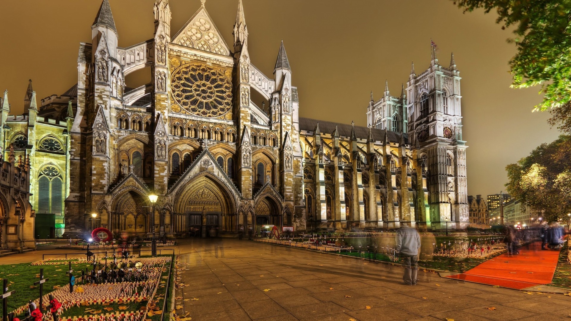 Abbazia di Westminster, Londra, Gotico, Notte, Full HD, wallpaper per PC