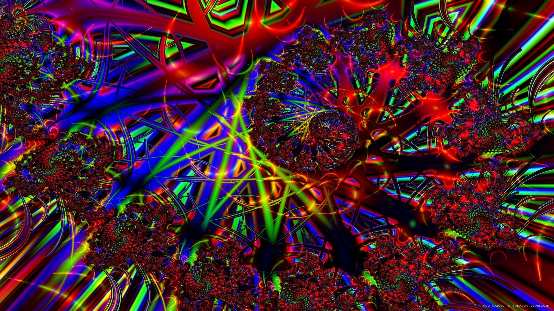 Frattale psichedelico, Colori vivaci, Arte astratta, 16:9 Full HD, sfondo widescreen