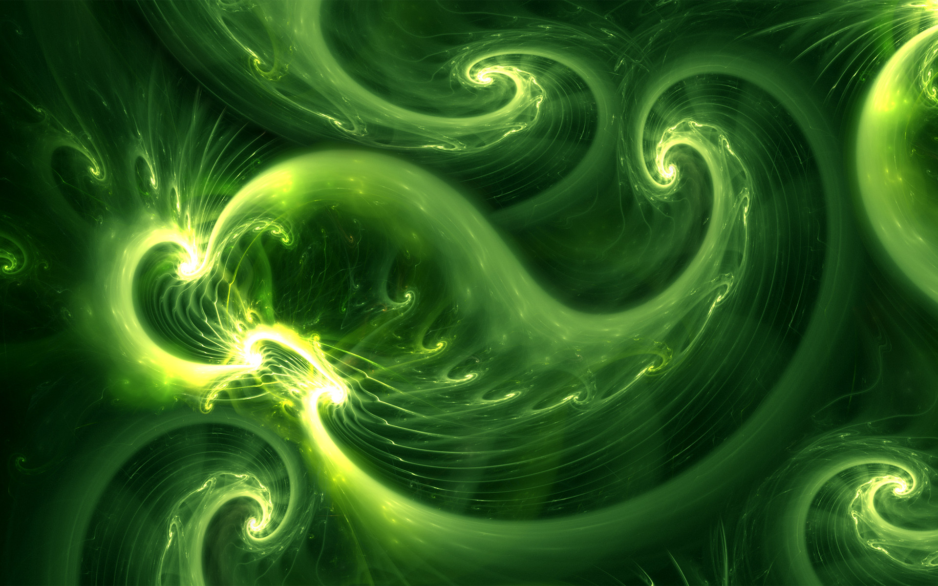 Frattale, Spirali, Verde, Arte digitale, 16:10 Full HD, wallpaper widescreen
