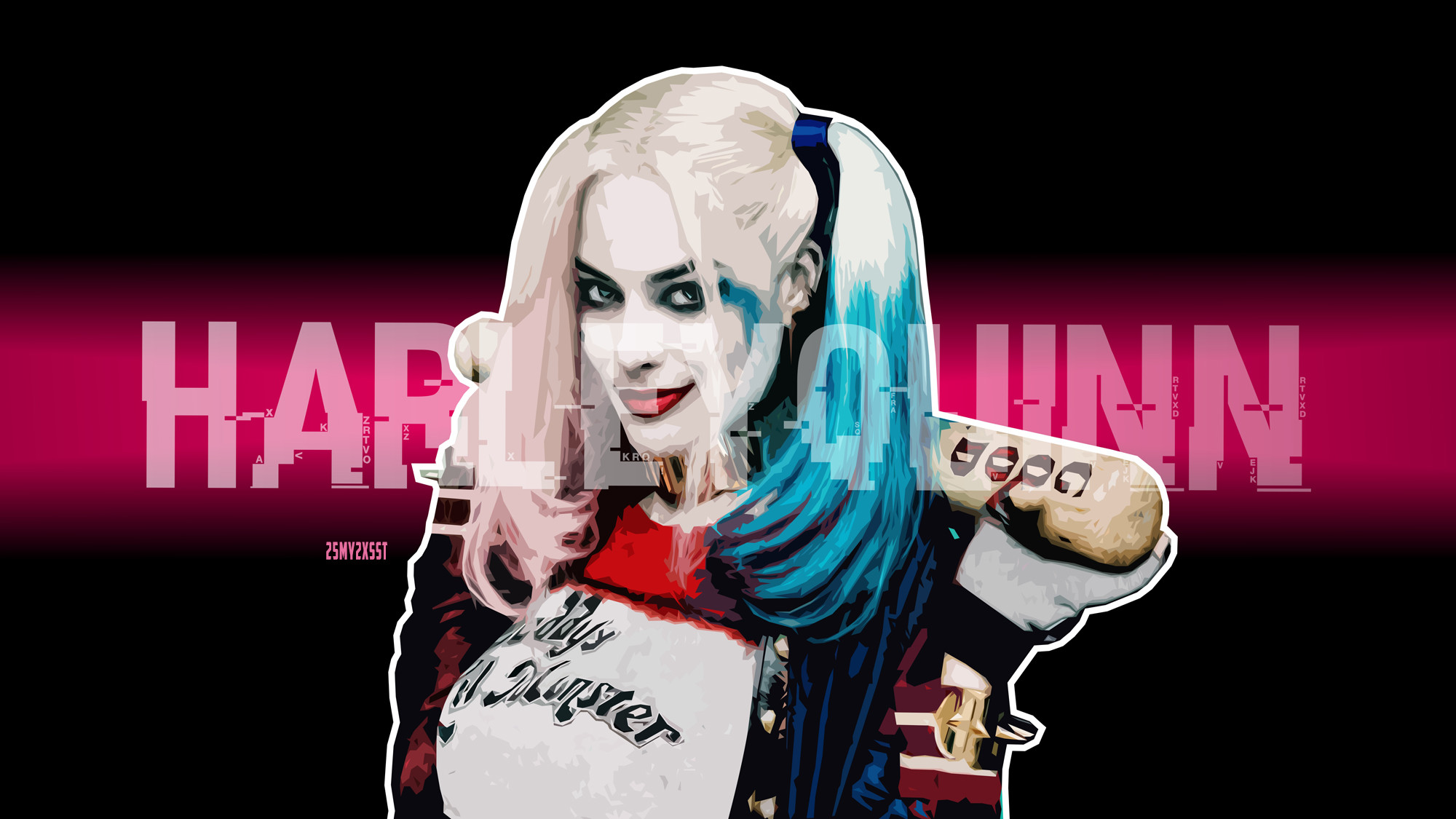 Harley Quinn, Margot Robbie, Suicide Squad, Tipografia, Rosa, Full HD, sfondo Windows 11