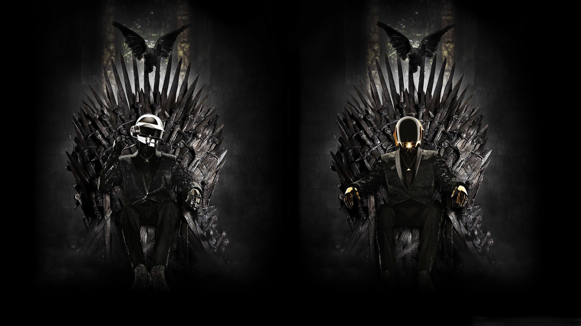 Daft Punk, Trono di Spade, Il Trono di Spade, Parodia, Sfondo nero, wallpaper 1920x1080