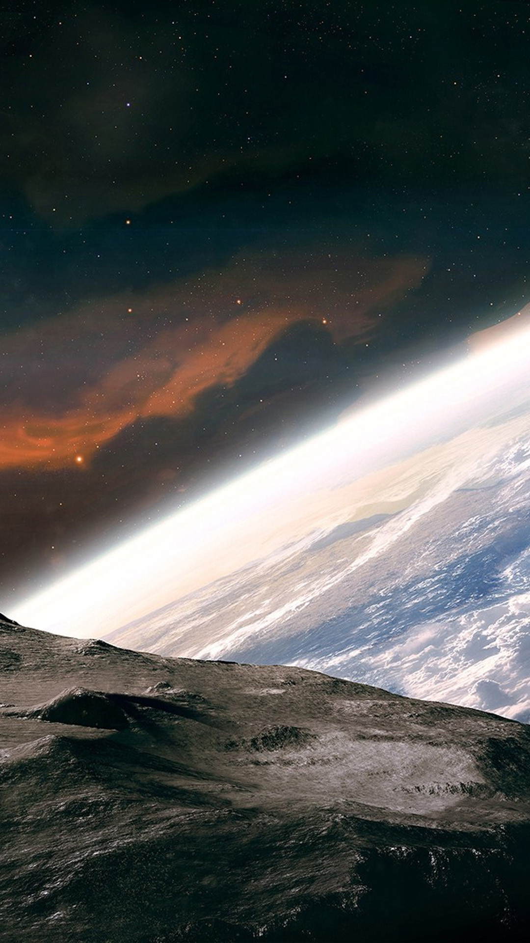 Terra, Luna, Spazio, Vista orbitale, immagine di sfondo iPhone 6