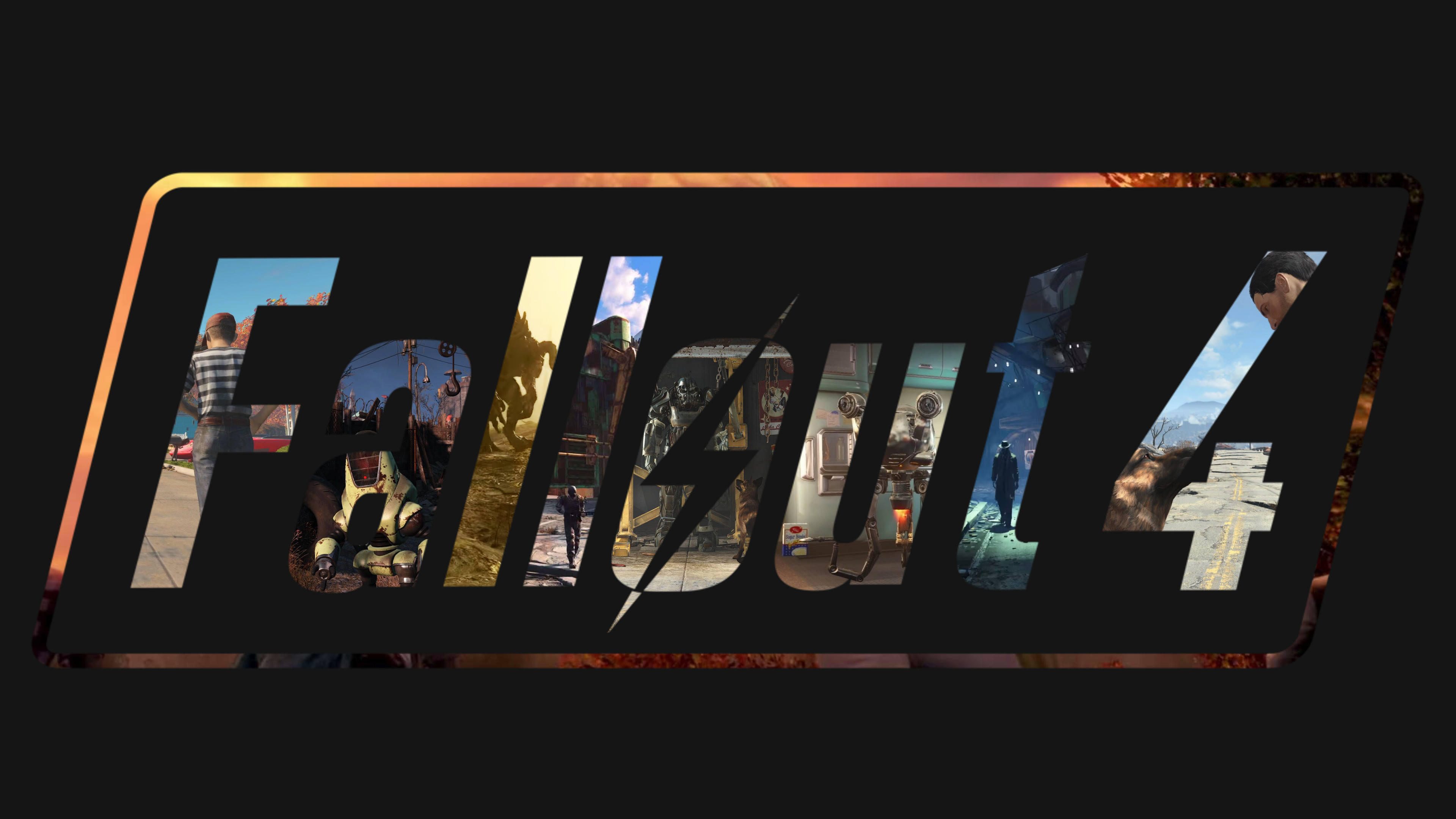 Fallout 4, Logo, Sfondo nero, 4K, wallpaper per portatile