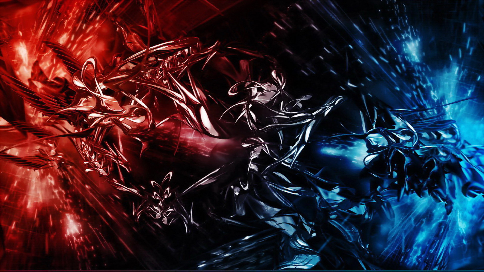 Astratto, Rosso e blu, Arte digitale, Full HD, sfondo desktop