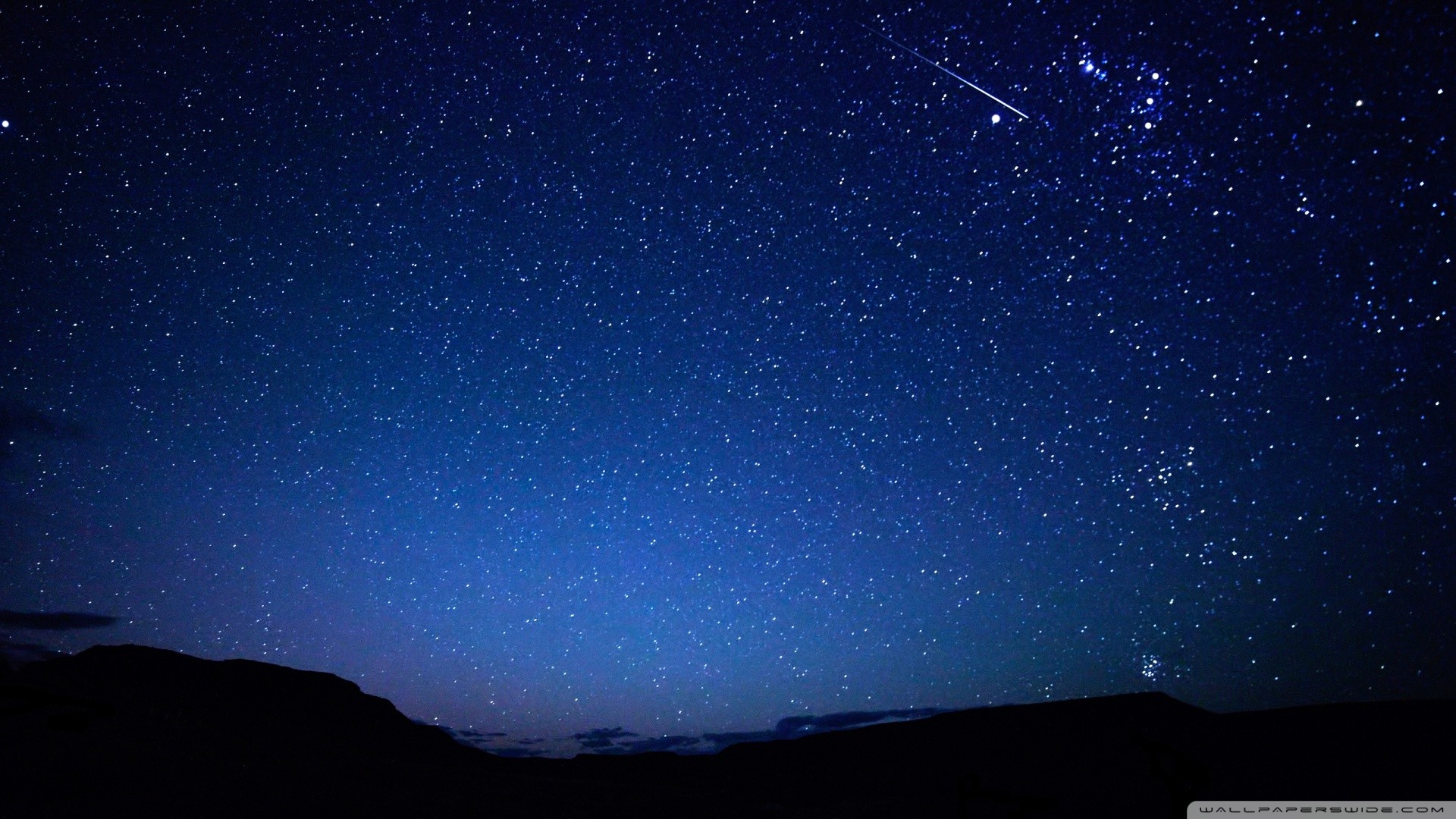 Cielo stellato, Stella cadente, Notte, Blu, Full HD, sfondo per PC e portatile