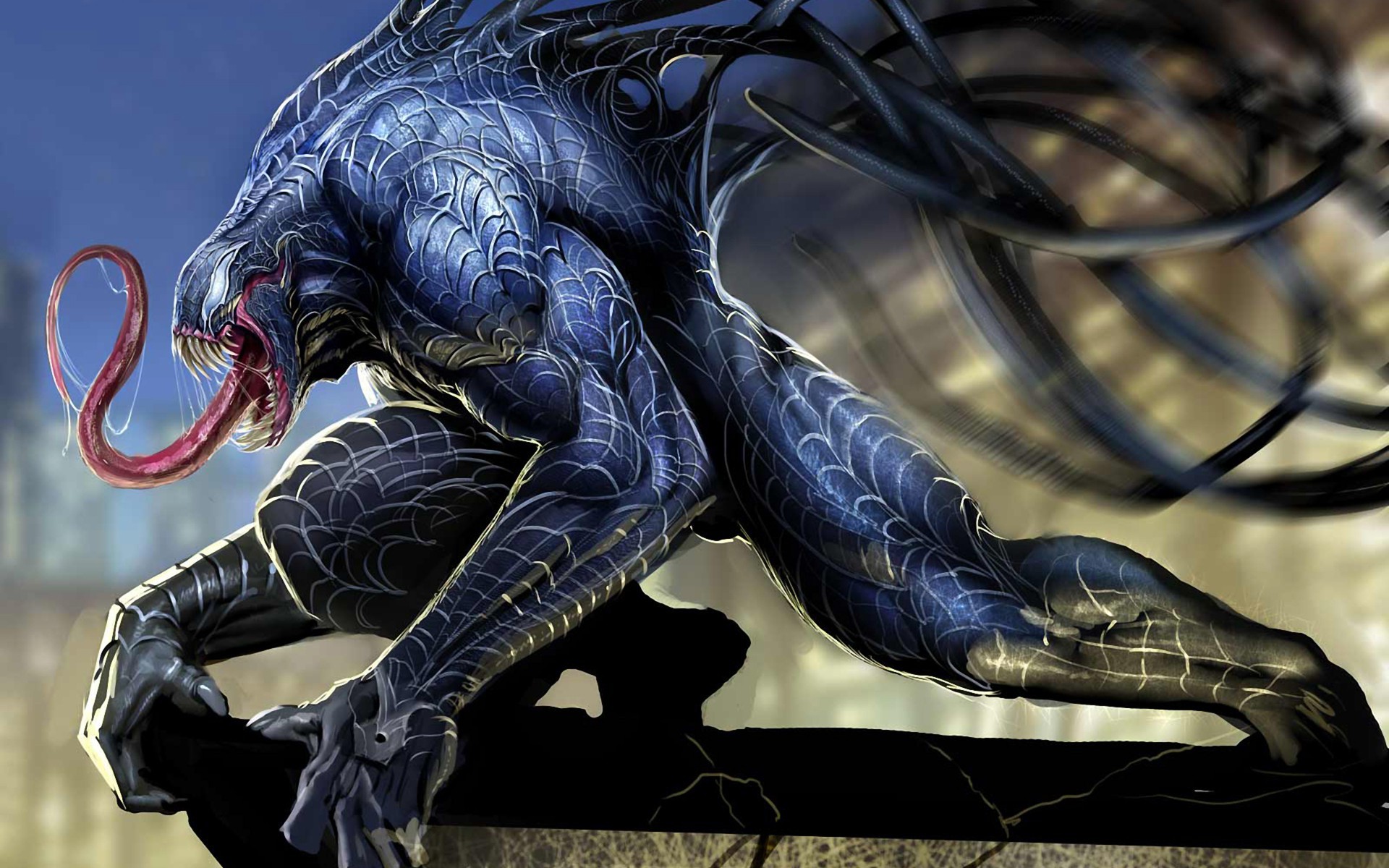 Venom, Simbionte, Lingua, Blu, 1920x1200, sfondo per PC