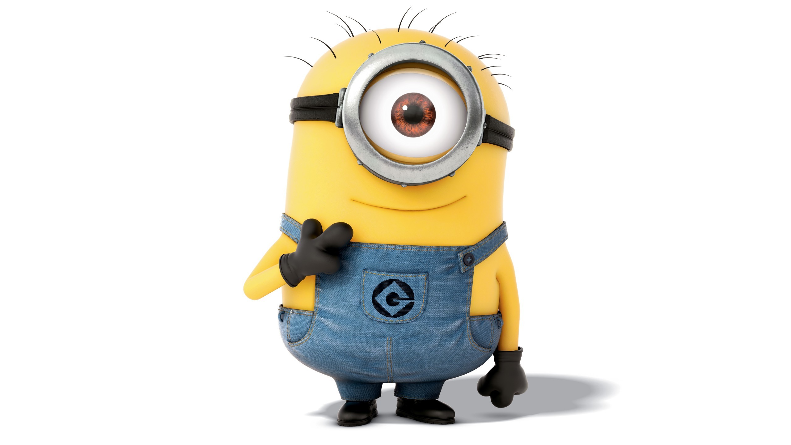 Minion, Stuart, Sfondo bianco, 2560x1440, wallpaper desktop