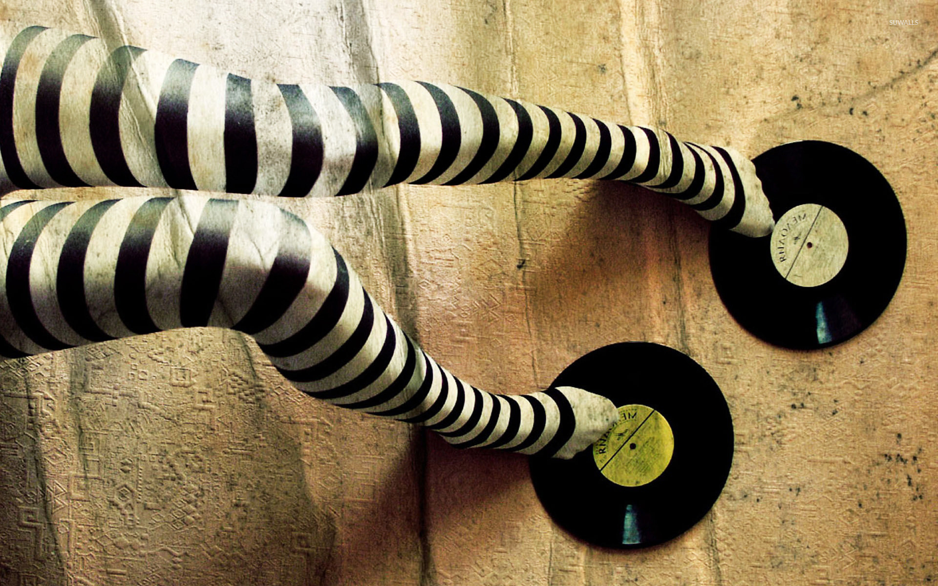 Calze a righe, Dischi in vinile, Creativo, Full HD, wallpaper per PC