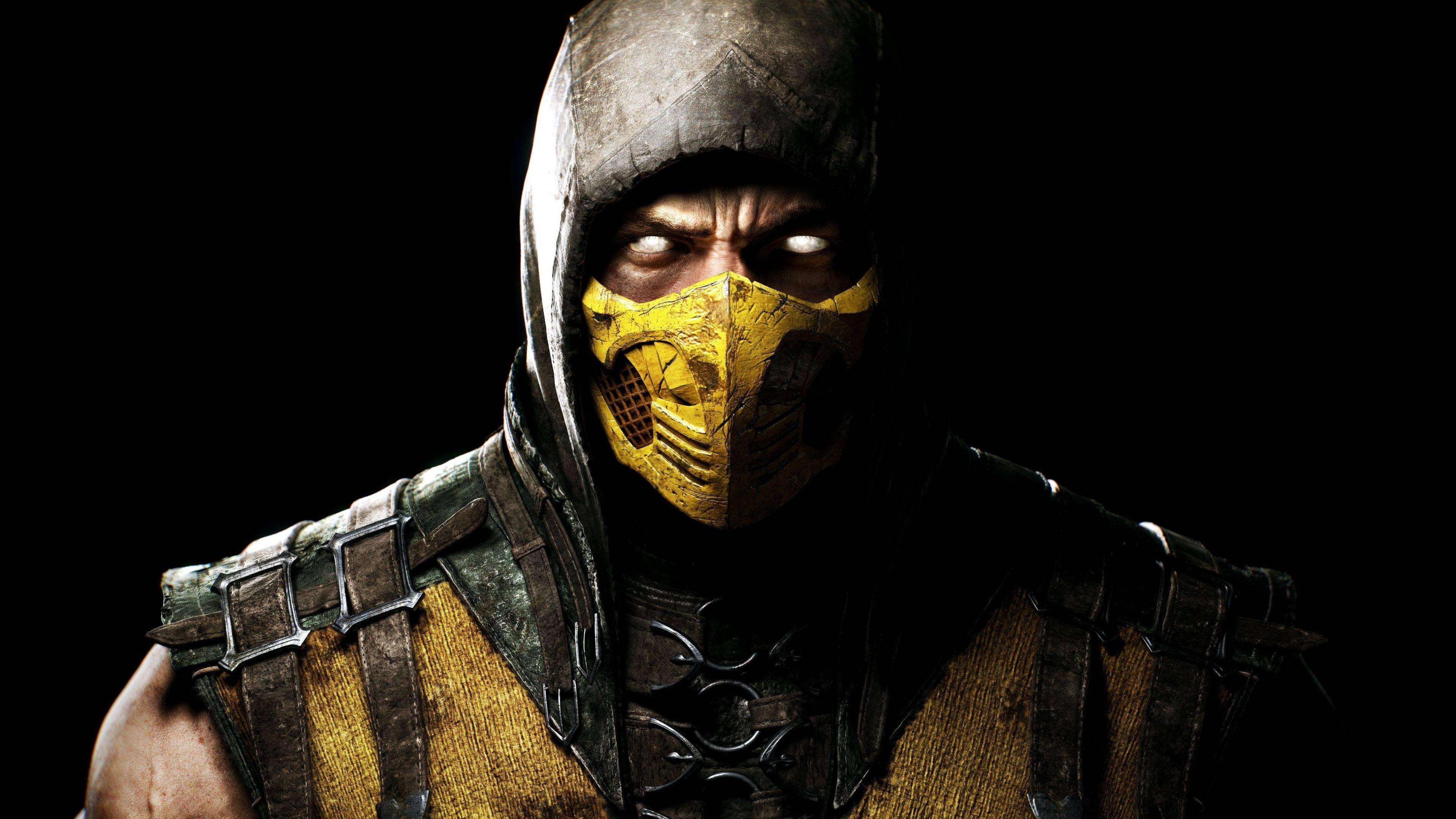 Scorpion, Mortal Kombat X, Maschera, 16:9 4K, sfondo widescreen
