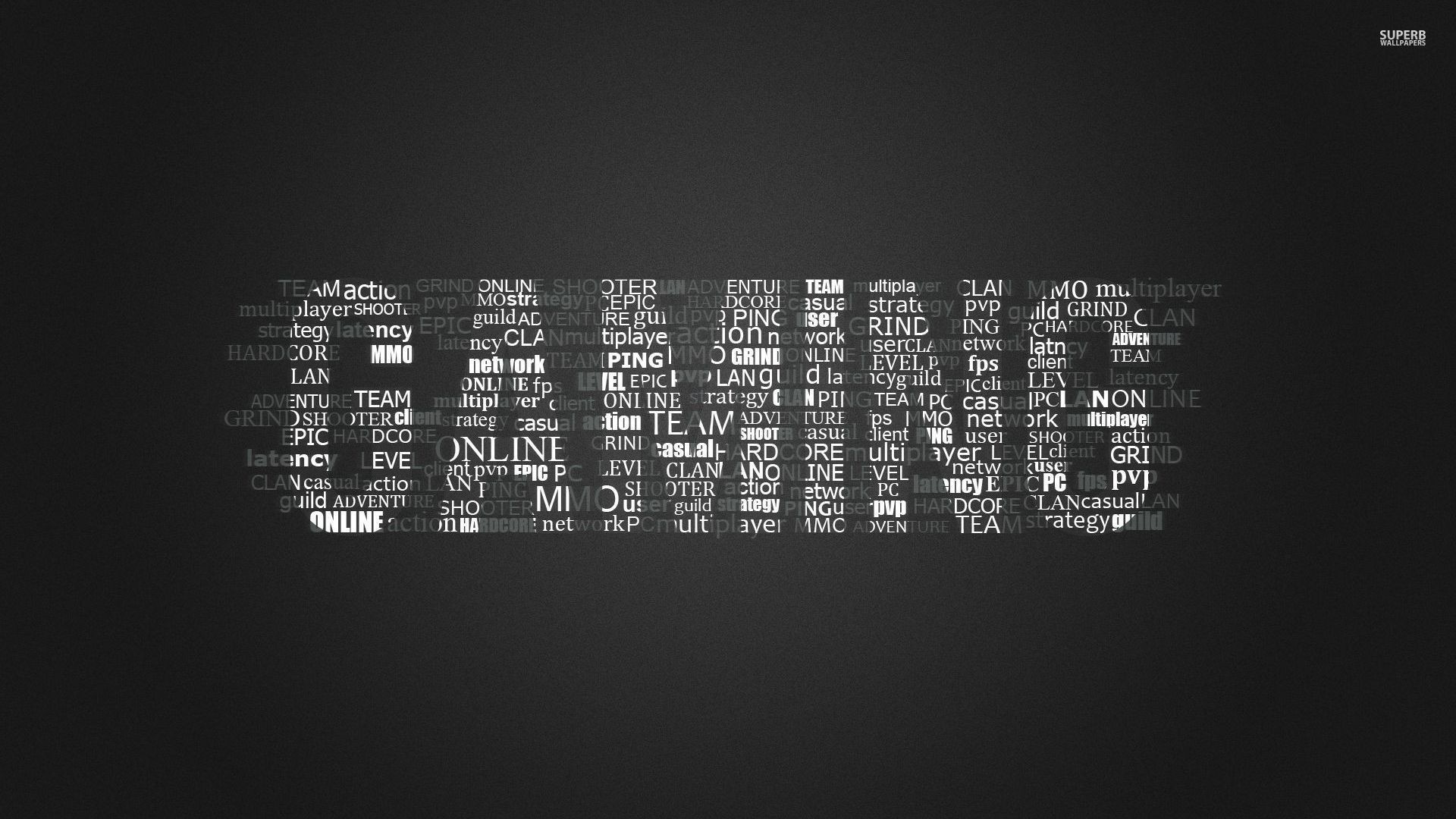 Gaming, Tipografia, Grigio scuro, Full HD, sfondo per portatile