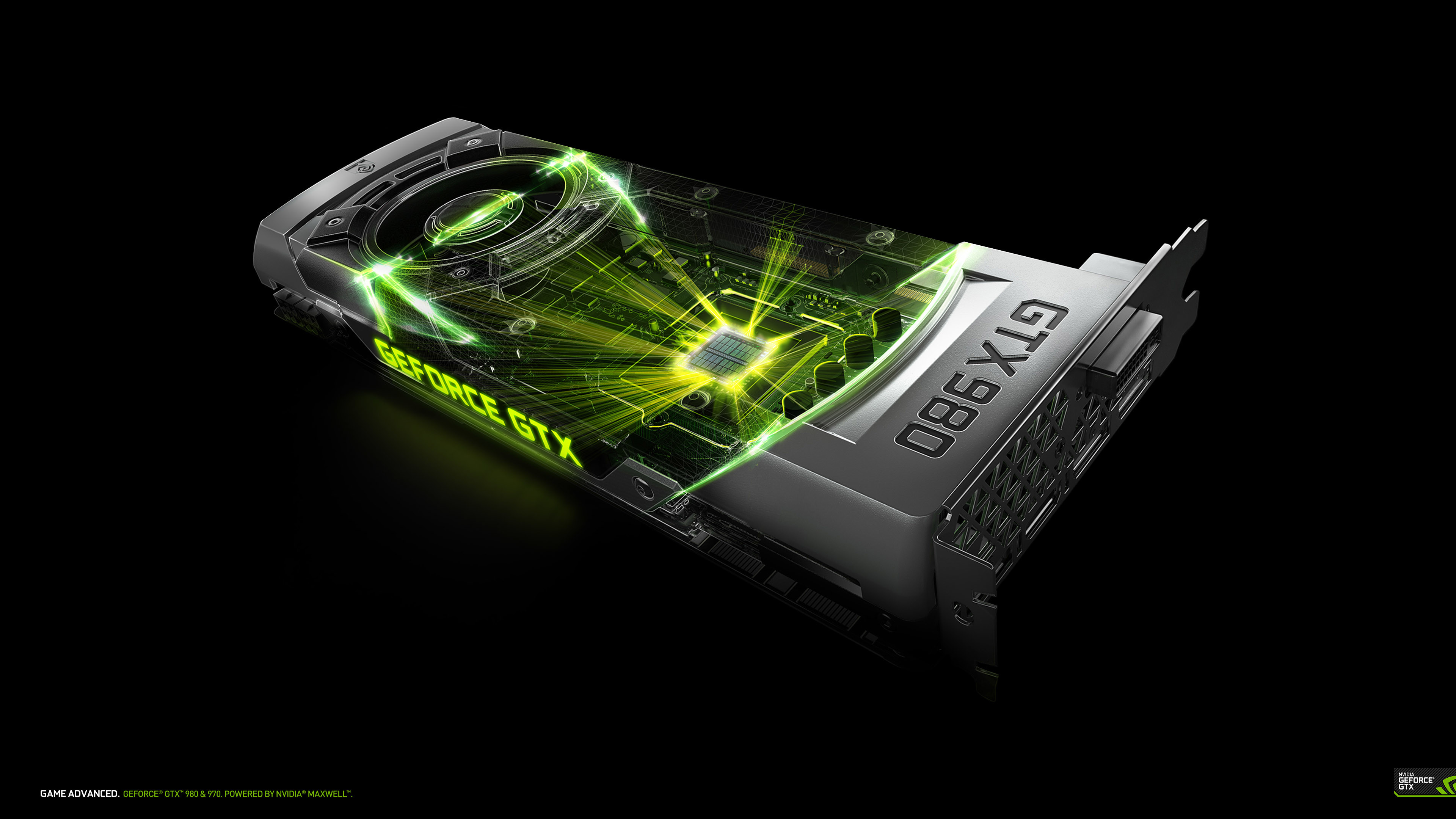 Nvidia GeForce GTX 980, Scheda video, GPU, Rendering 3D, Sfondo nero, 4K Ultra HD