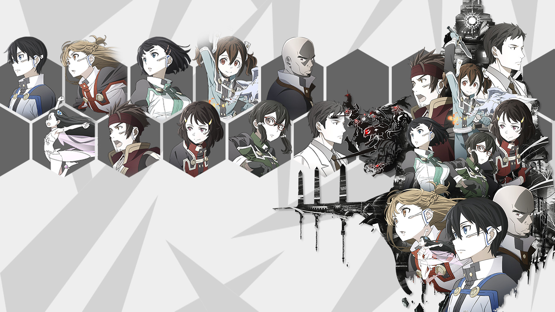 Sword Art Online, Kirito, Asuna, Collage, Esagoni, 16:9 Full HD, sfondo widescreen