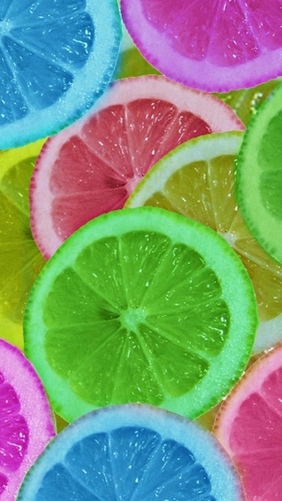 Fette di agrumi, Multicolore, Neon, Pop art, Full HD, sfondo verticale per cellulare