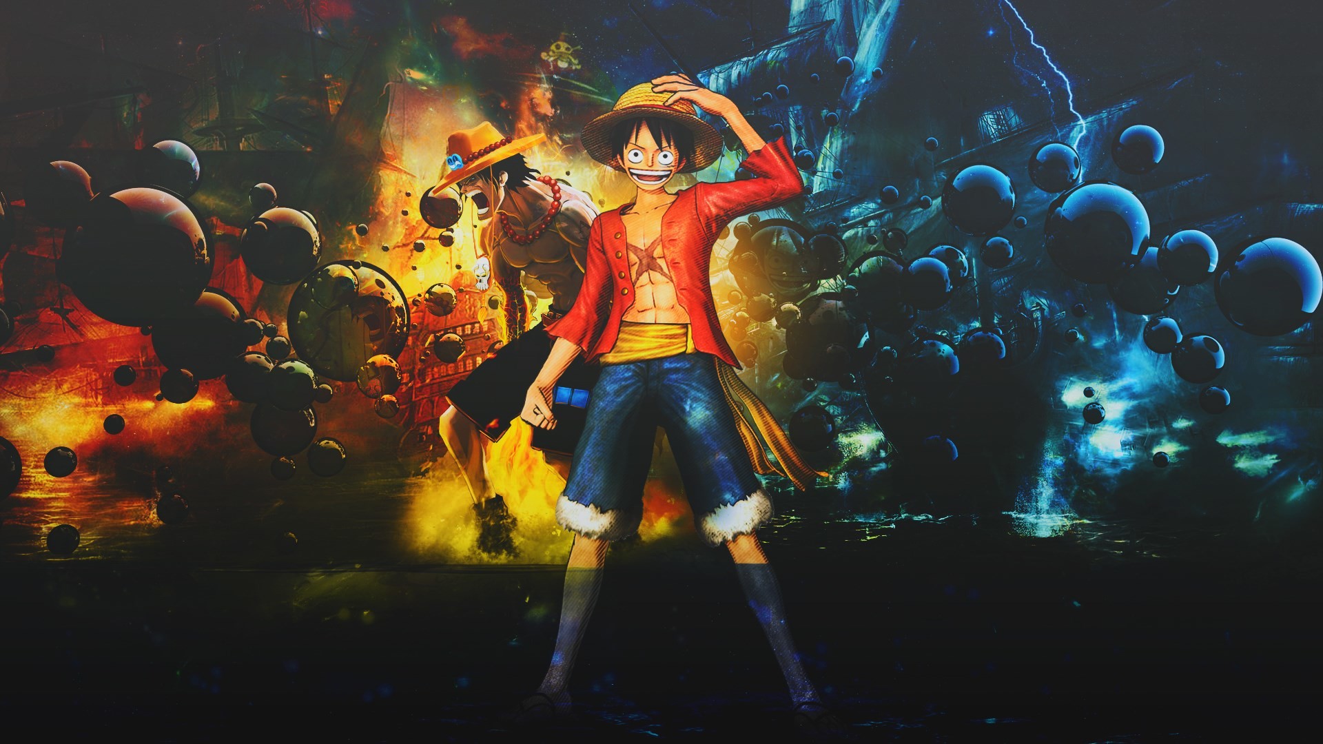 Monkey D. Luffy, One Piece, Bolle, Colorato, Full HD, sfondo per portatile