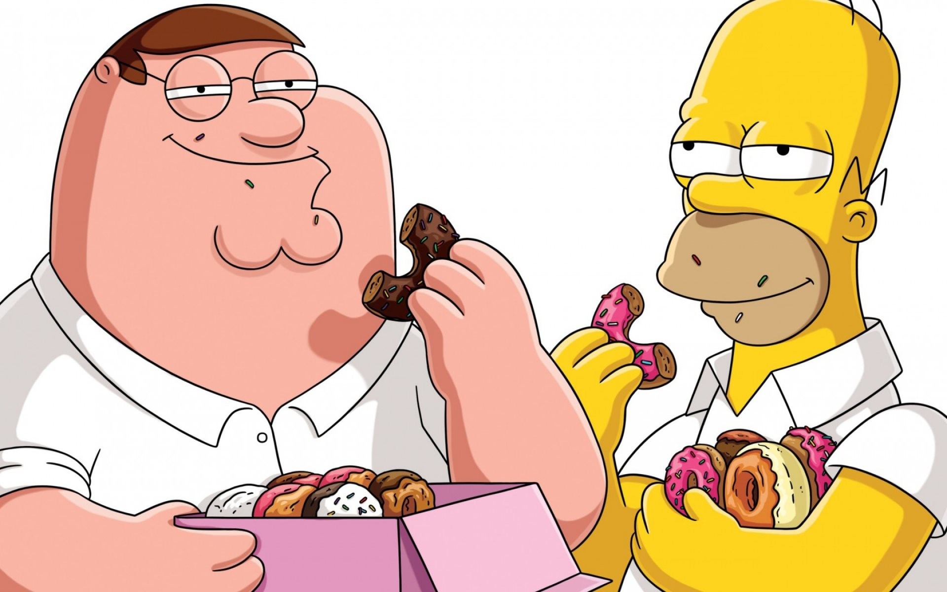 Peter Griffin, Homer Simpson, I Griffin, I Simpson, Ciambelle, 16:10 Full HD, sfondo widescreen
