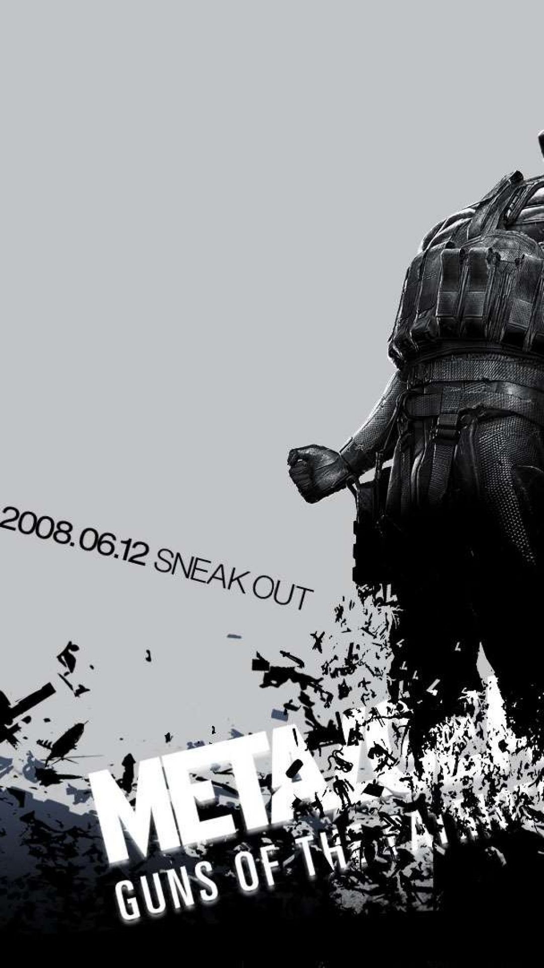 Metal Gear Solid 4: Guns of the Patriots, Old Snake, Sneak Out, Toni grigi, sfondo verticale per cellulare