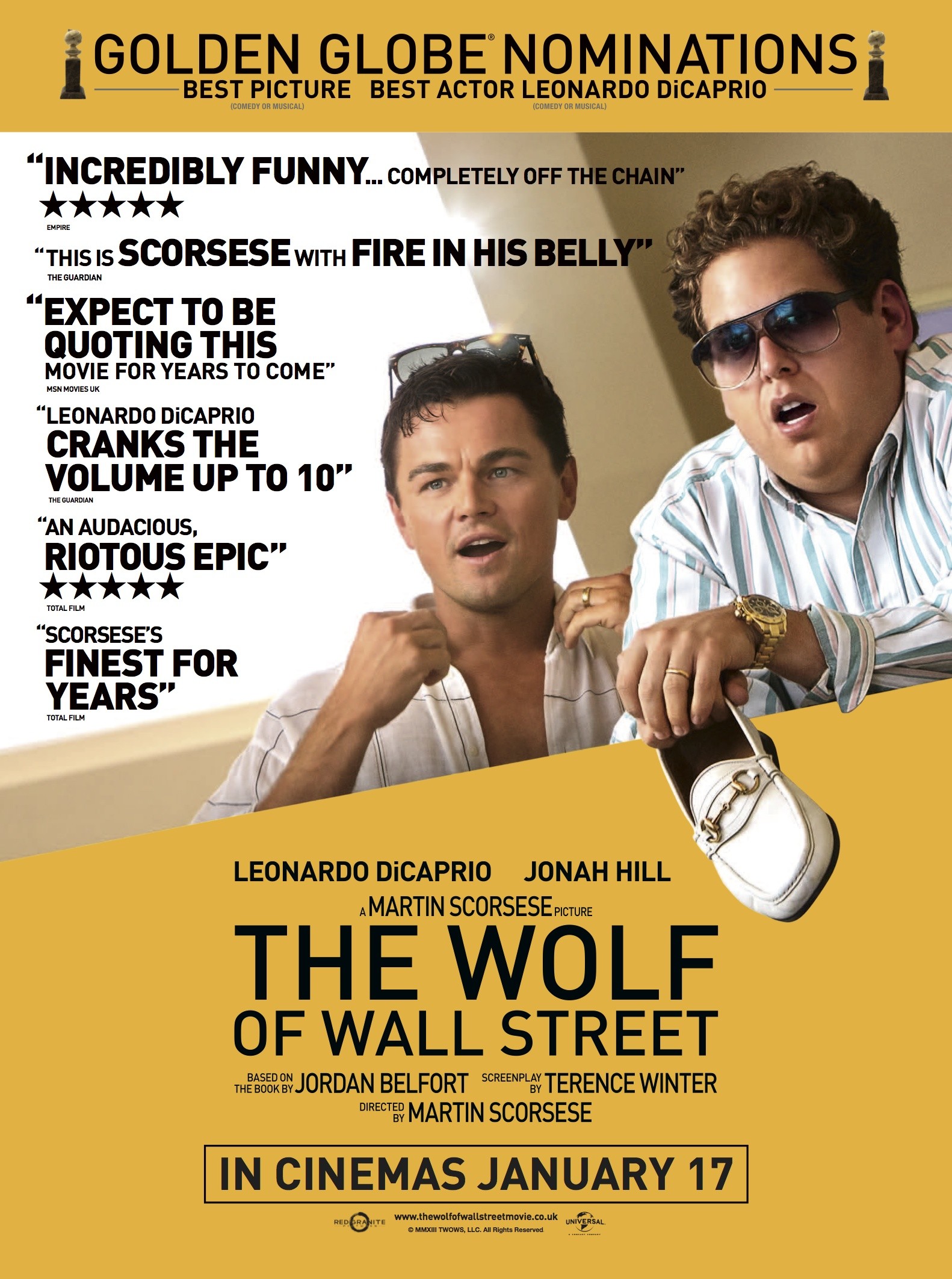 The Wolf of Wall Street, Leonardo DiCaprio, Jonah Hill, Locandina, Golden Globe, sfondo per tablet