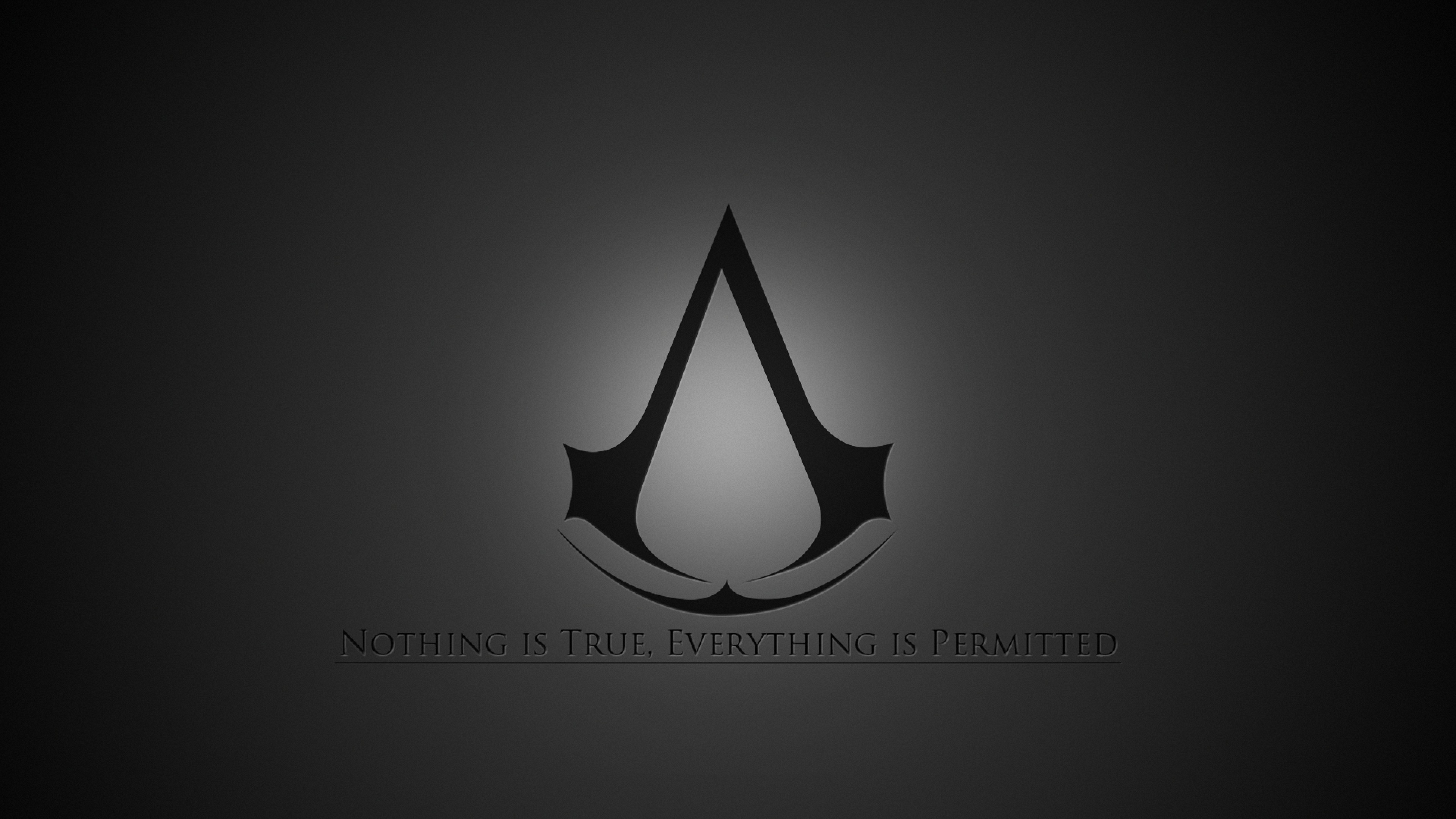 Simbolo degli Assassini, Assassin's Creed, Nulla è reale, tutto è lecito, Logo, Grigio scuro, sfondo 2160p
