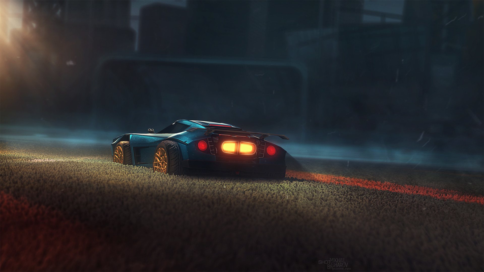 Rocket League, Auto, Notte, Prato, Full HD, sfondo per PC e portatile
