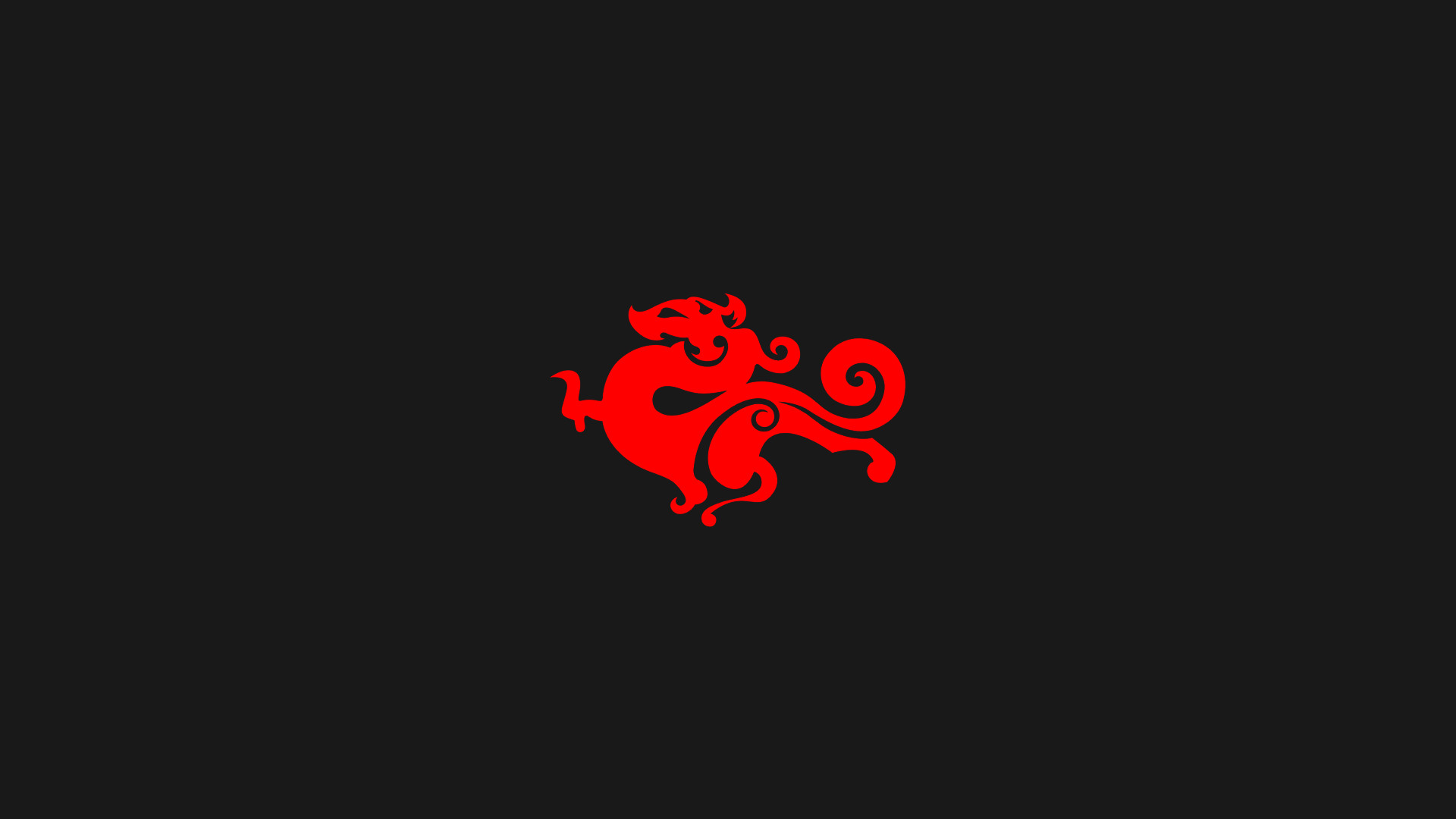 Drago rosso, CS:GO, Logo, Sfondo scuro, Minimalista, Full HD, wallpaper per computer