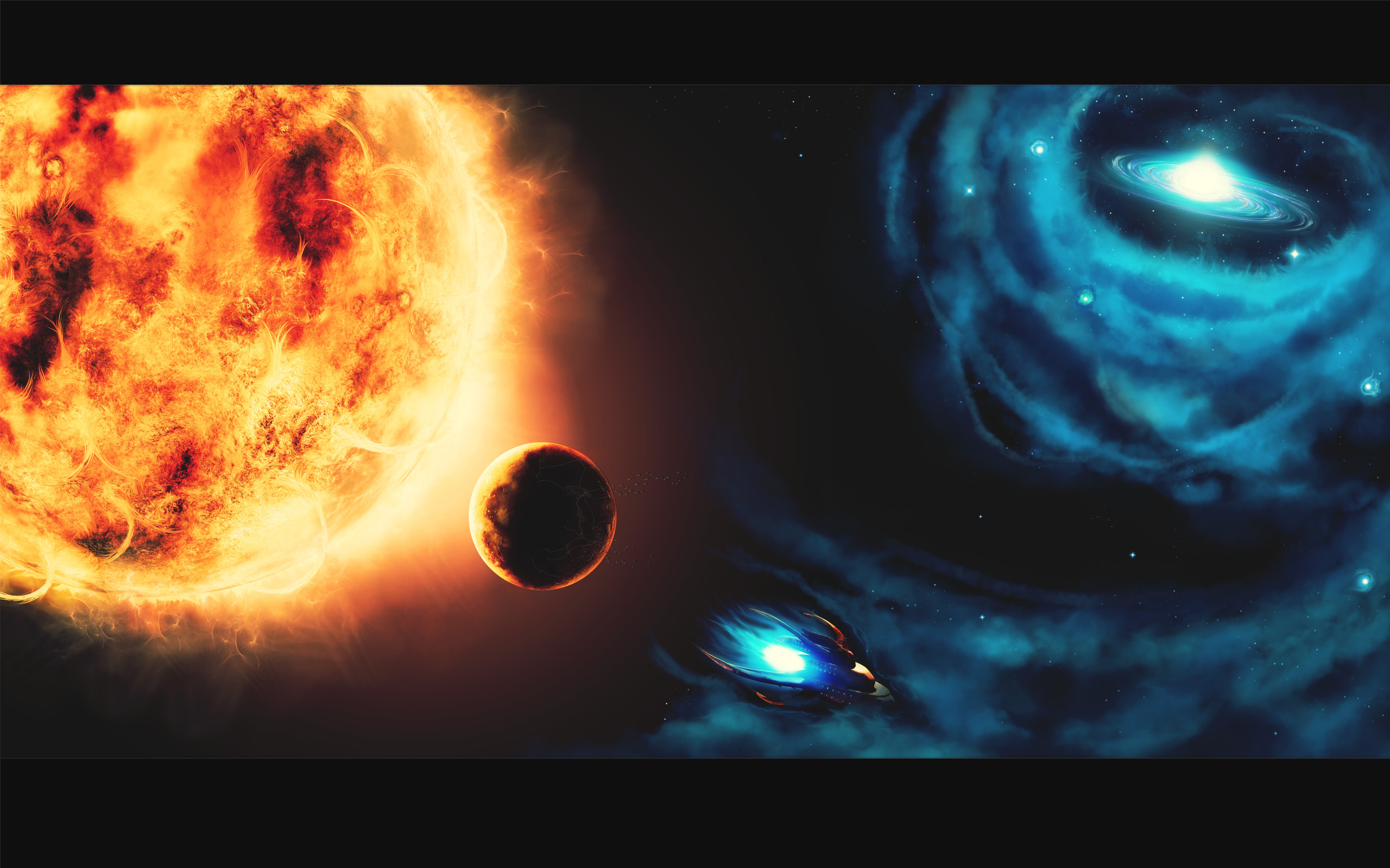 Sole, Pianeta, Galassia, Spazio, 2K 1600p, sfondo desktop