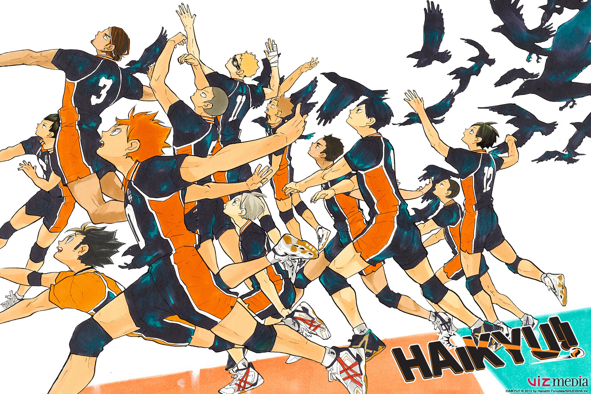 Karasuno, Haikyu!!, Squadra, Salto, Corvi, Full HD, sfondo Windows 11