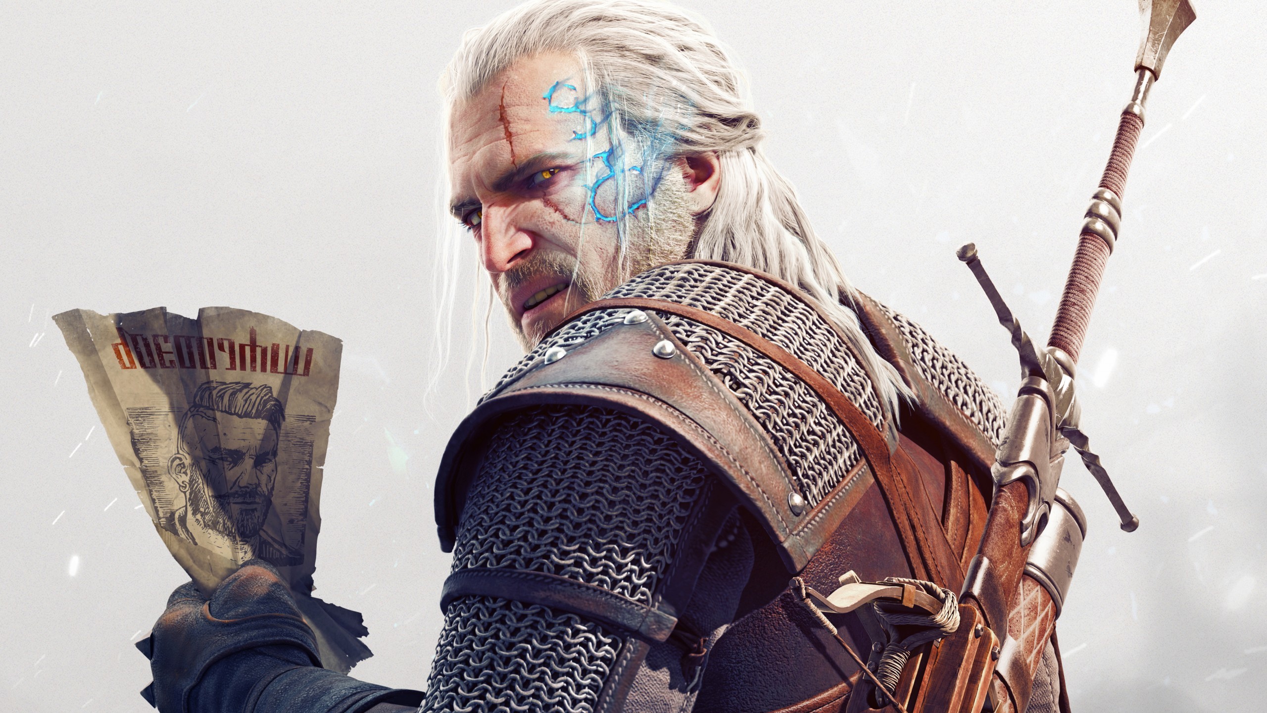 Geralt di Rivia, The Witcher 3: Wild Hunt, Avviso di contratto, Spade, sfondo 2K per PC