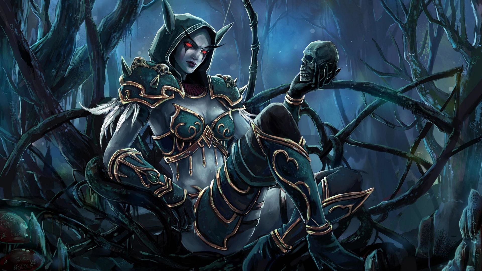 Sylvanas Ventolesto, World of Warcraft, Notte, Fantasy, Full HD, sfondo per PC