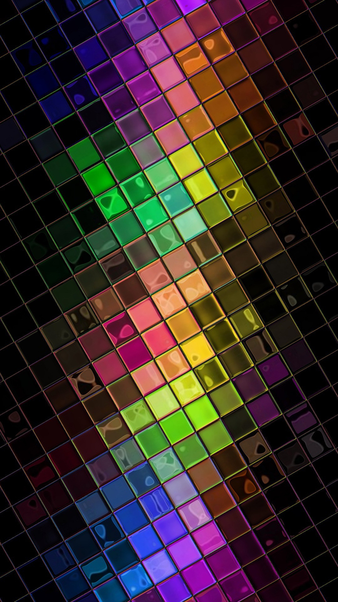 Mosaico, Quadrati, Arcobaleno, Sfondo nero, schermata Home iPhone 5S