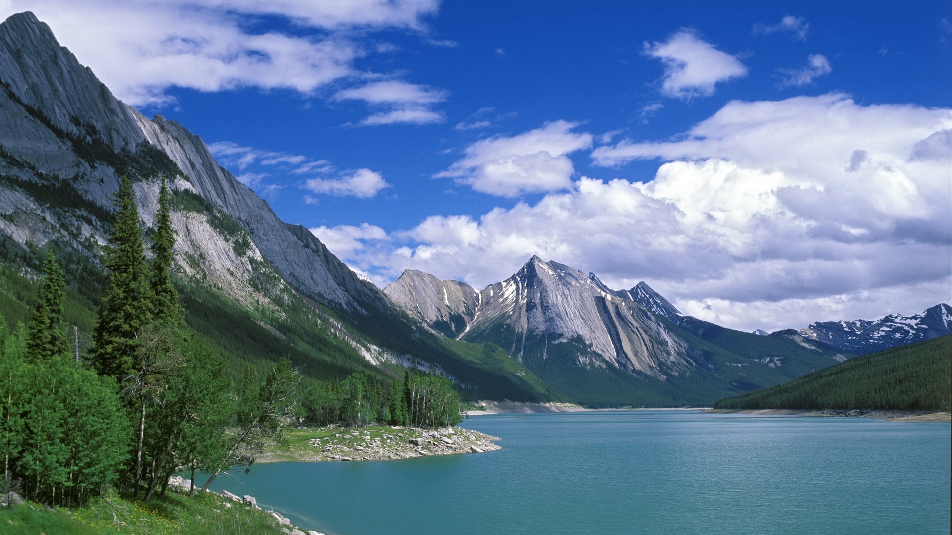 Medicine Lake, Jasper, Canada, Montagne, Lago, sfondo Windows 10